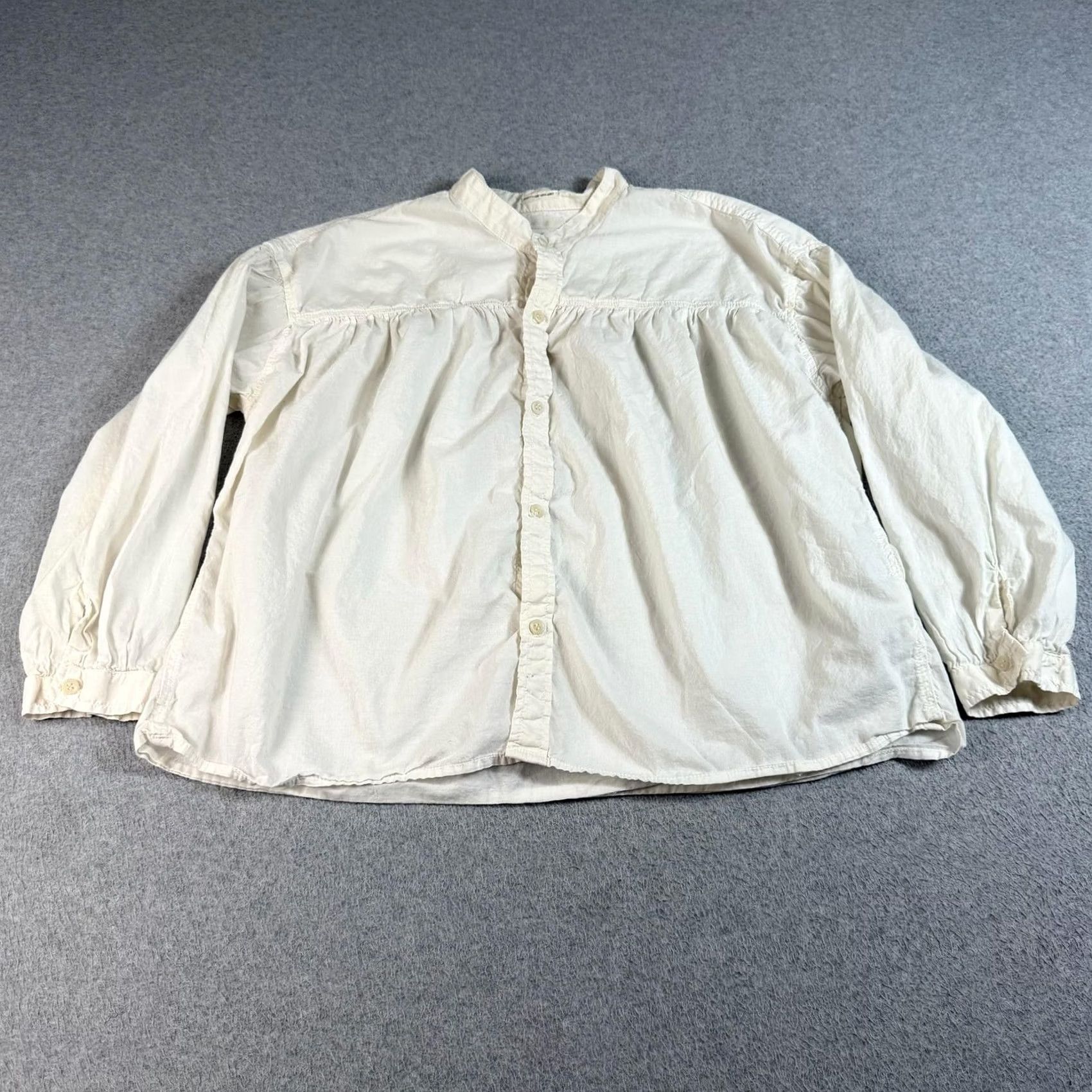 MOTHER Mother Shirt Women Large White Button-Up Boho Casual Long Sleeve Relaxed 100% Cotton Size L / US 10 / IT 46 - 2 Thumbnail