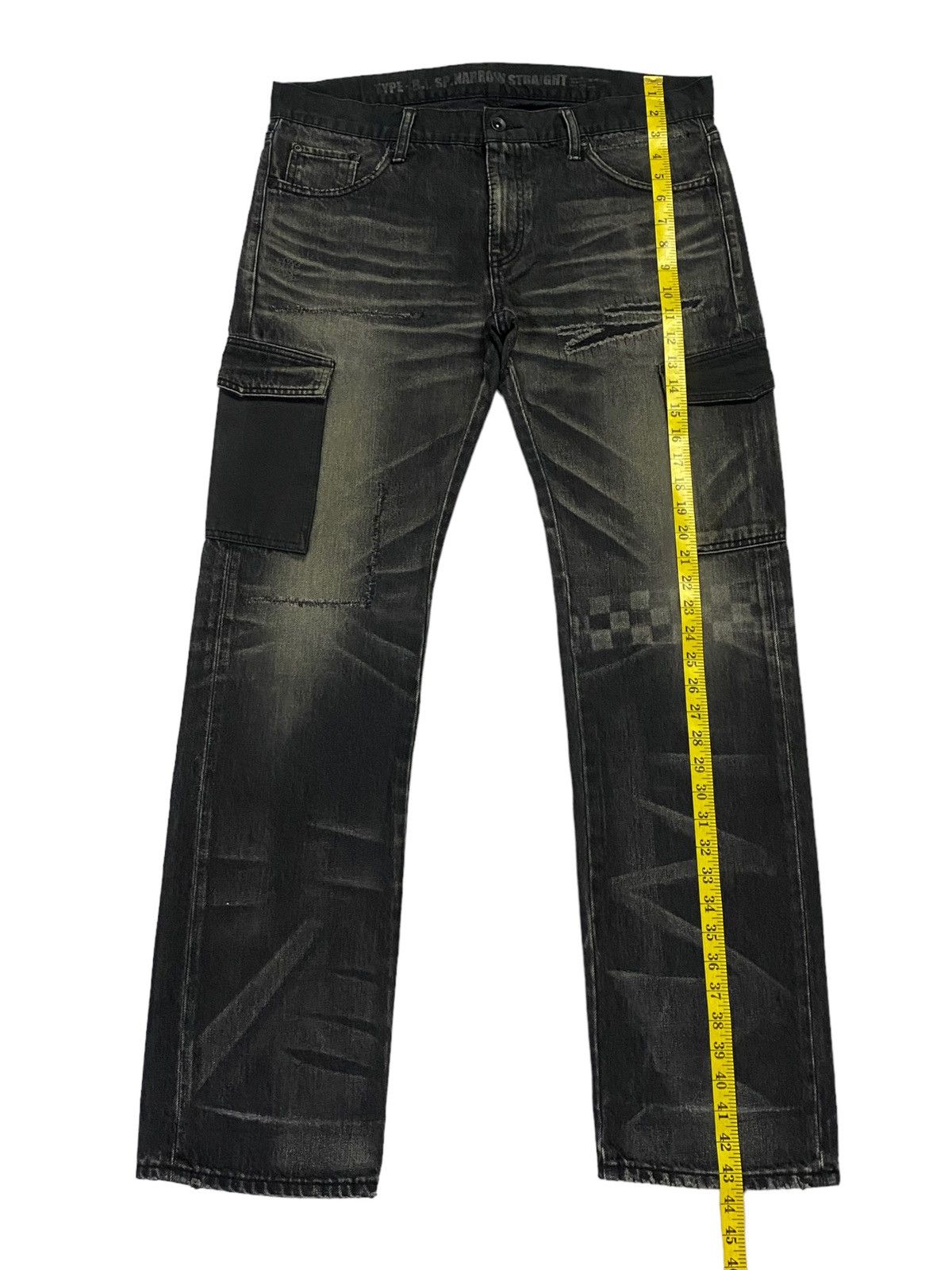 Japanese Brand × Neighborhood Neighborhood Black Icon Distressed Cargo Denim Size US 35 - 6 Thumbnail