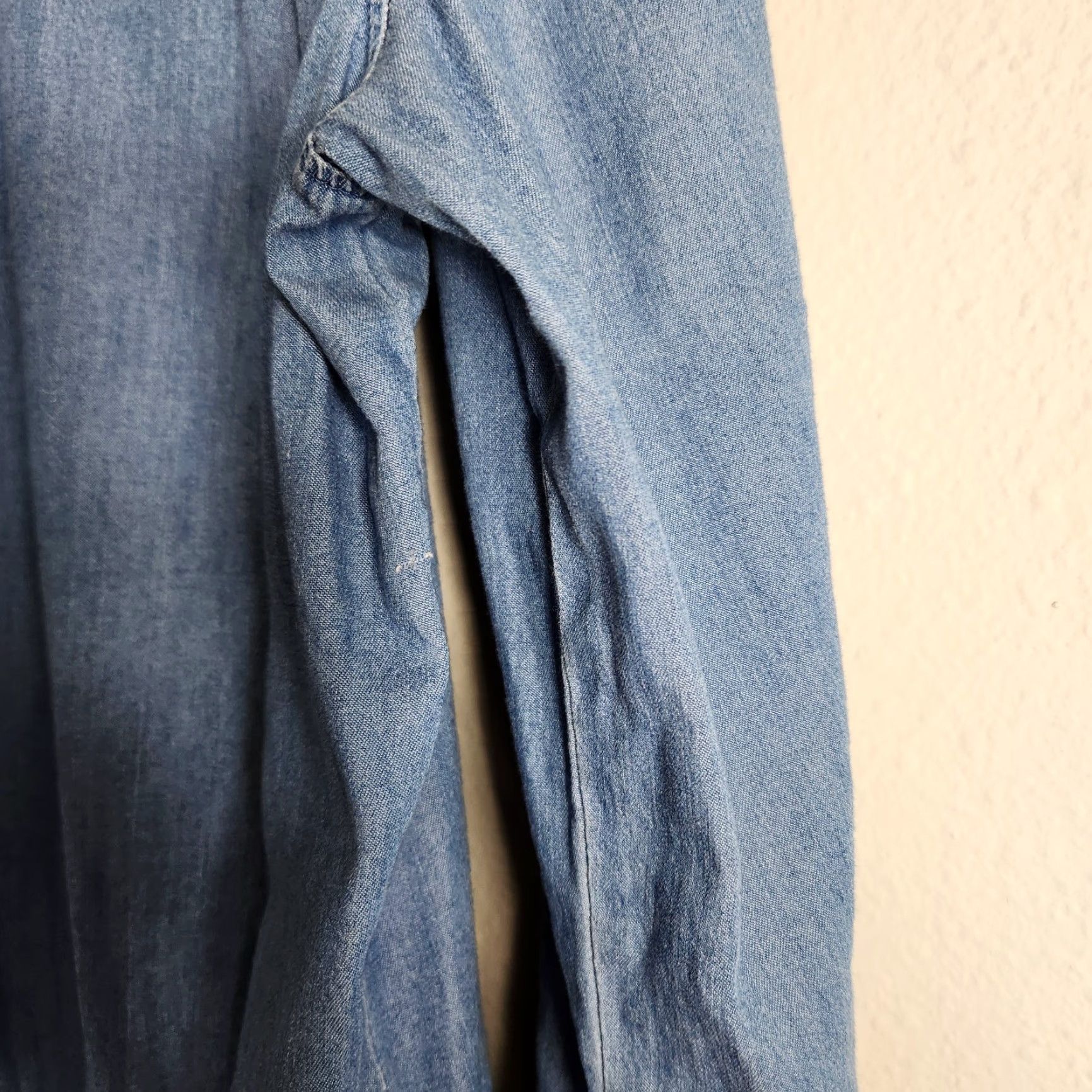 Ann Taylor Ann Taylor Loft Womens Blue Chambray Long Sleeve Romper-Size XL Size XL / US 12-14 / IT 48-50 - 4 Thumbnail