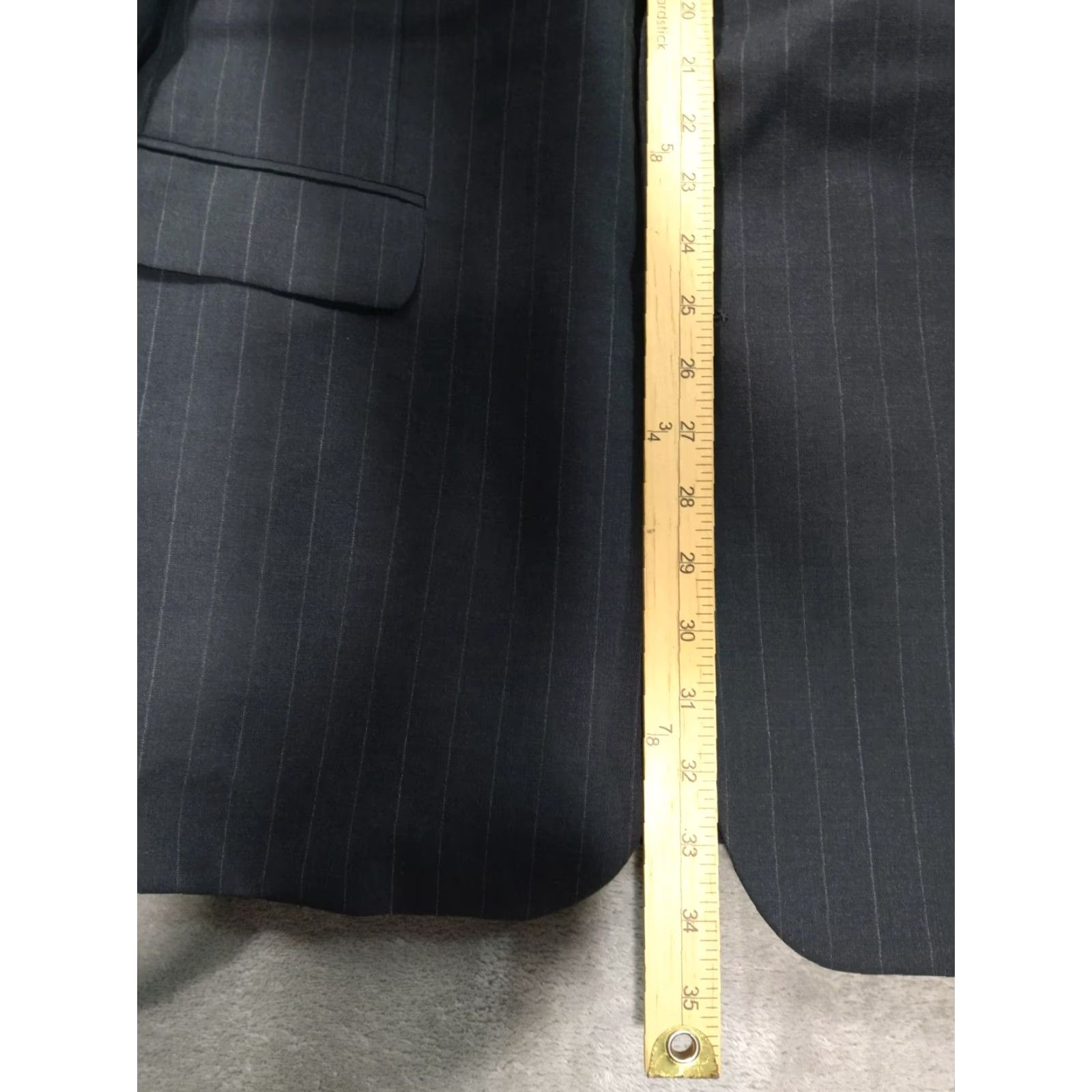 Brooks Brothers Brooks Brothers Blazer Mens 42L Wool Pinstripe Gray Stretch 2 Piece Jacket Notch Lapel Single-Breasted Two-Button Long Sleeve Wool Coat Mens Size 42R - 4 Thumbnail