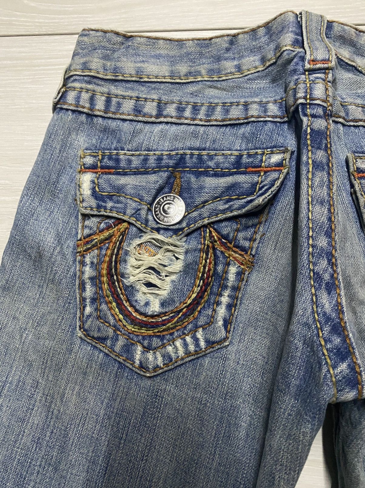 Tornado Mart True Religion Light Wash Super Flare Distressed Jeans Size US 29 - 9 Thumbnail