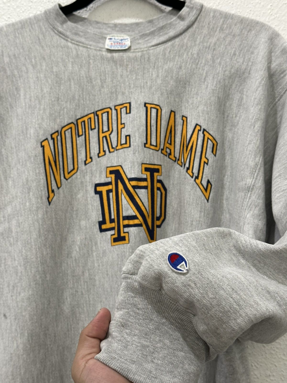 Champion Vintage 80s Champion Reverse Weave NotreDame Crewneck USA XL Size US XL / EU 56 / 4 - 3 Thumbnail