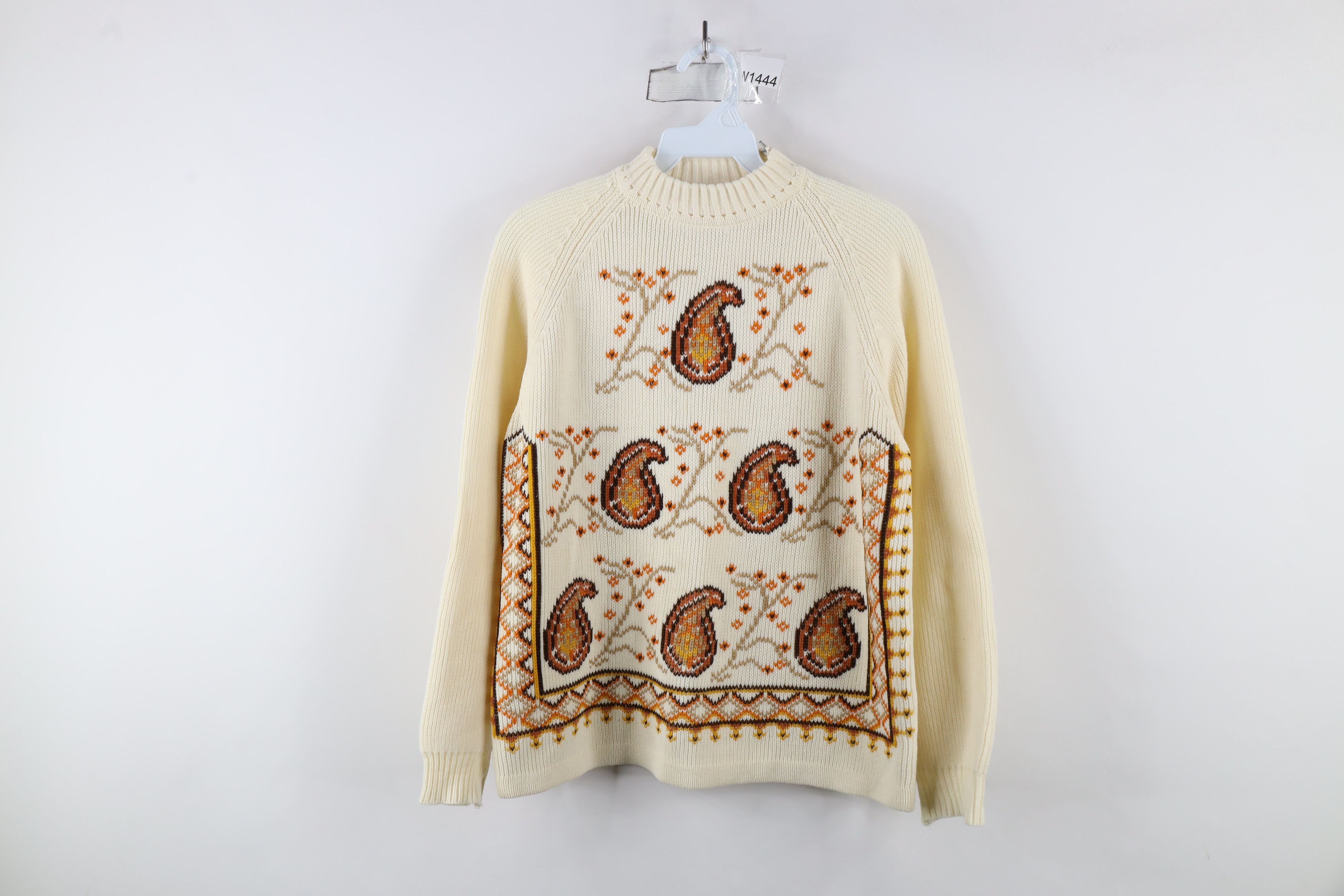 Vintage Vintage 60s 70s Mid Century Modern Paisley Knit Sweater Size M / US 6-8 / IT 42-44 - 1 Thumbnail