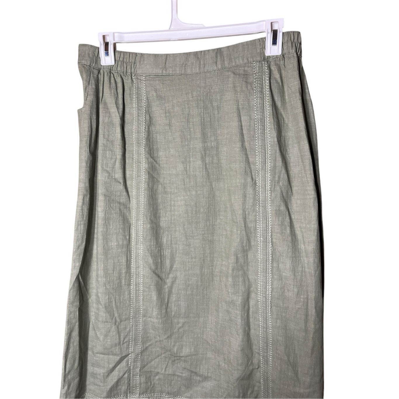 Denim & Co. Vintage Denim & Co Light Green Maxi Skirt Embroidered Hem Si Size 35" - 7 Thumbnail