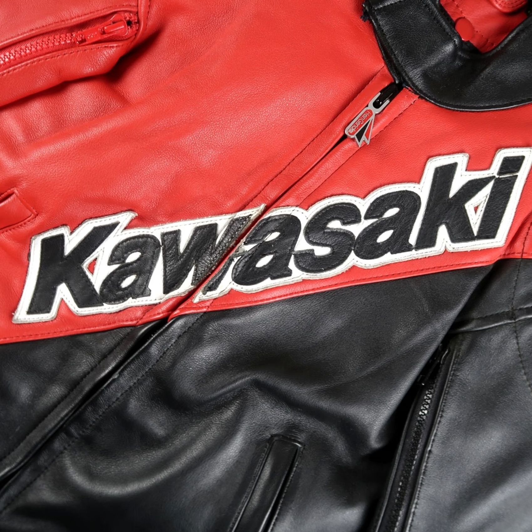 Vintage VINTAGE Hein Gericke Kawasaki Racing Leather Jacket Unisex Adults 38 Red Black Motorcycle 80s 90s Art Size US XXS / EU 40 - 4 Thumbnail