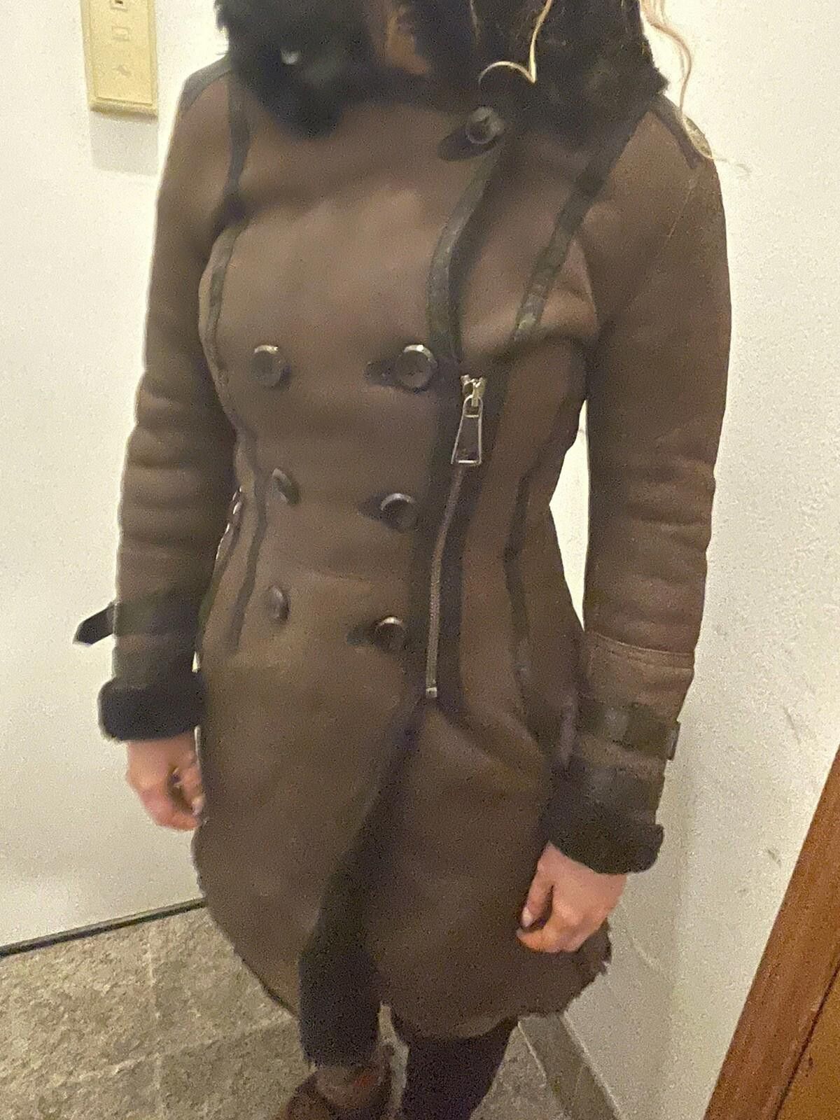 Other Neohit Shearling Suede Asymmetrical Zipped Biker Coat SzXS Size XS / US 0-2 / IT 36-38 - 3 Thumbnail