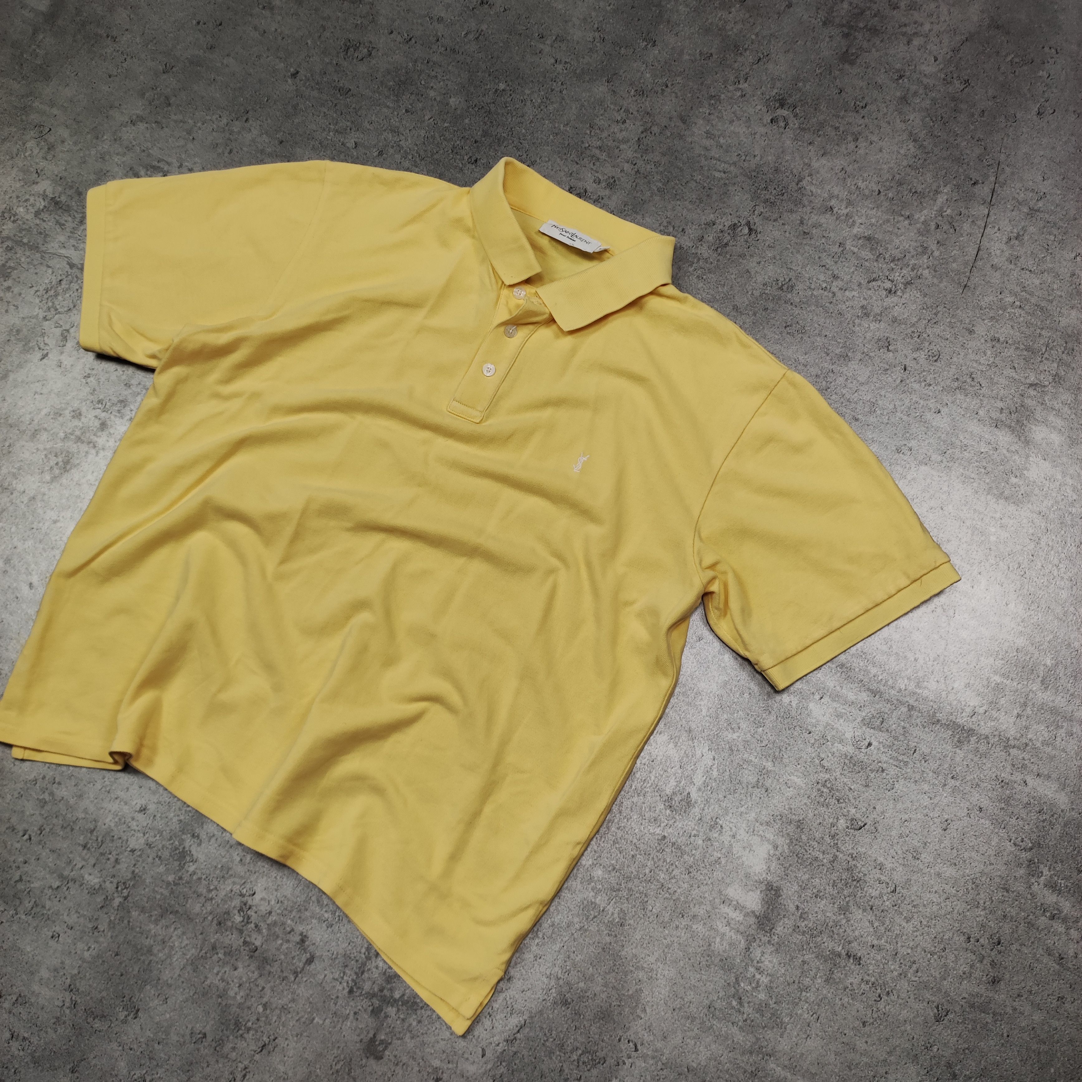 Yves Saint Laurent RARE Luxury Vintage YSL Yves Saint Laurent Yellow Polo Shirt Size US XL / EU 56 / 4 - 2 Thumbnail