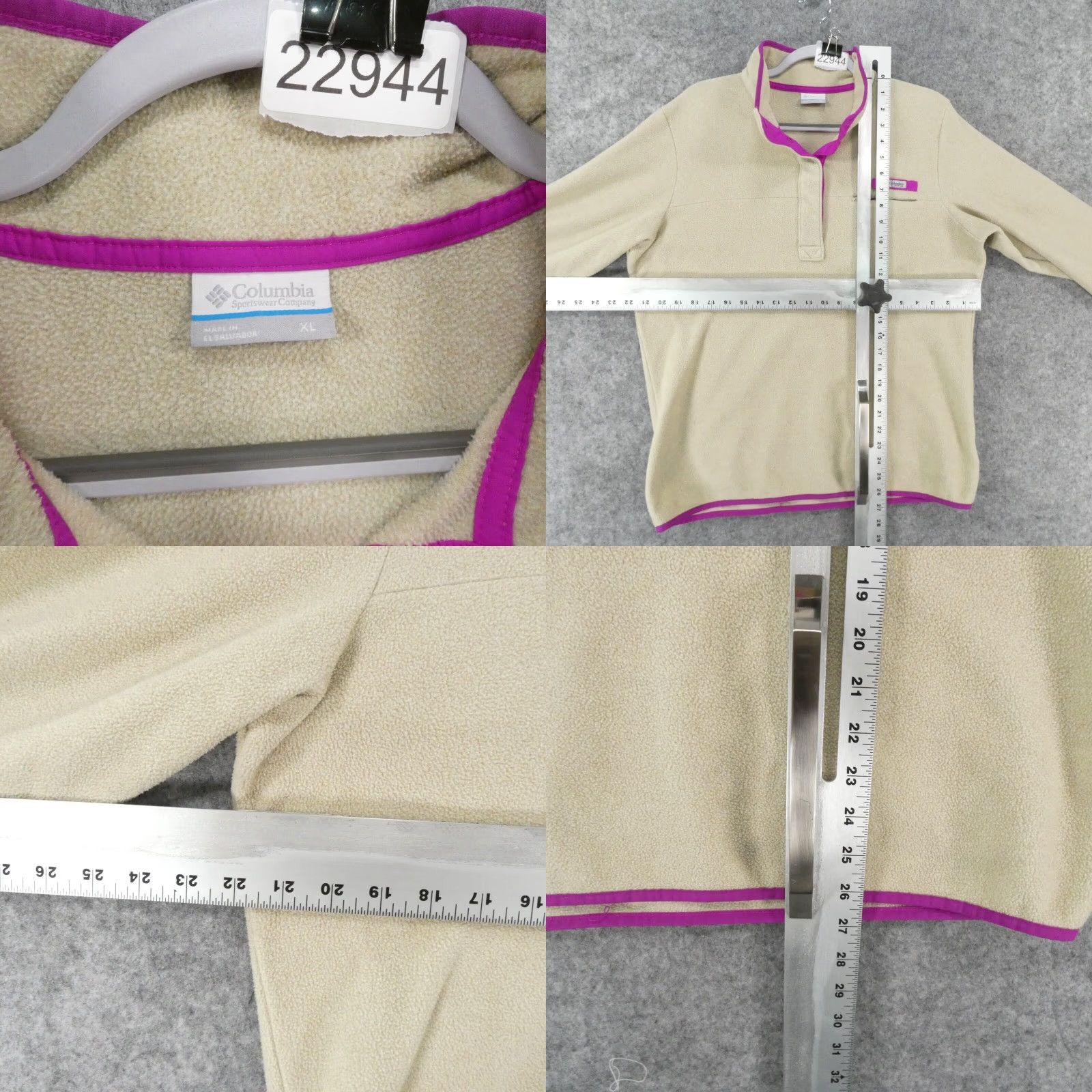 Vintage Columbia Women Extra Large Pullover Fleece Sweater 1/4 Zip Beige Size XL / US 12-14 / IT 48-50 - 8 Thumbnail