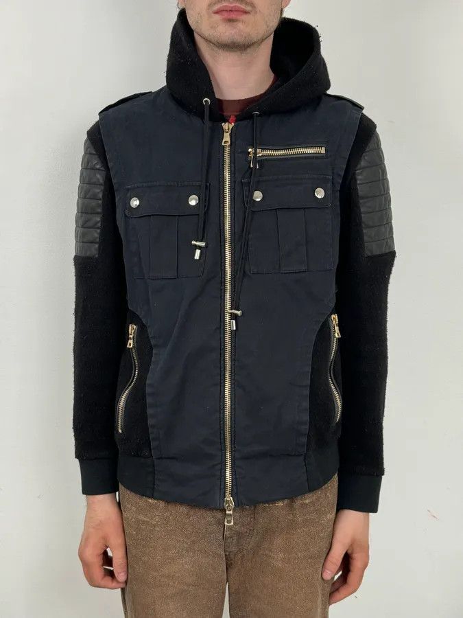 Balmain 2010s Balmain Hooded Hybrid Patchwork Zip Jacket Size US S / EU 44-46 / 1 - 2 Thumbnail