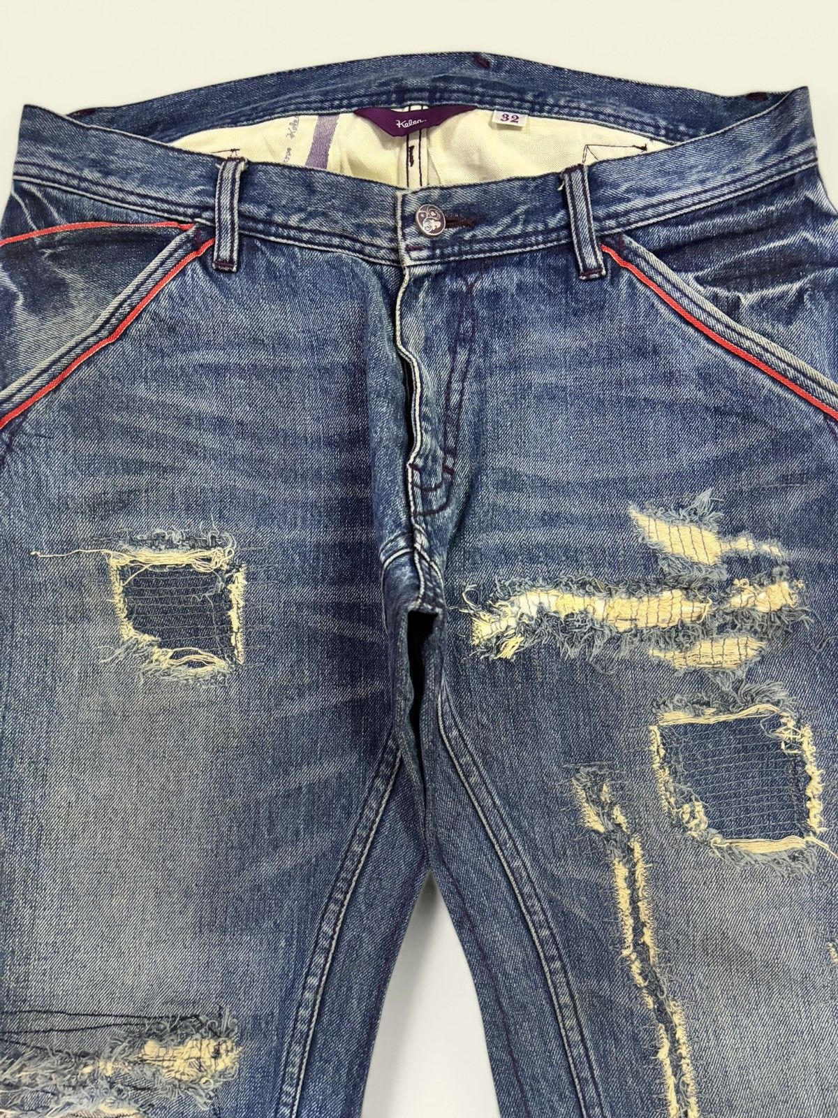 Hysteric Glamour Grunge Kelen Boro Distress Patchwork Buckle Bootcut Jeans Size US 32 / EU 48 - 6 Thumbnail
