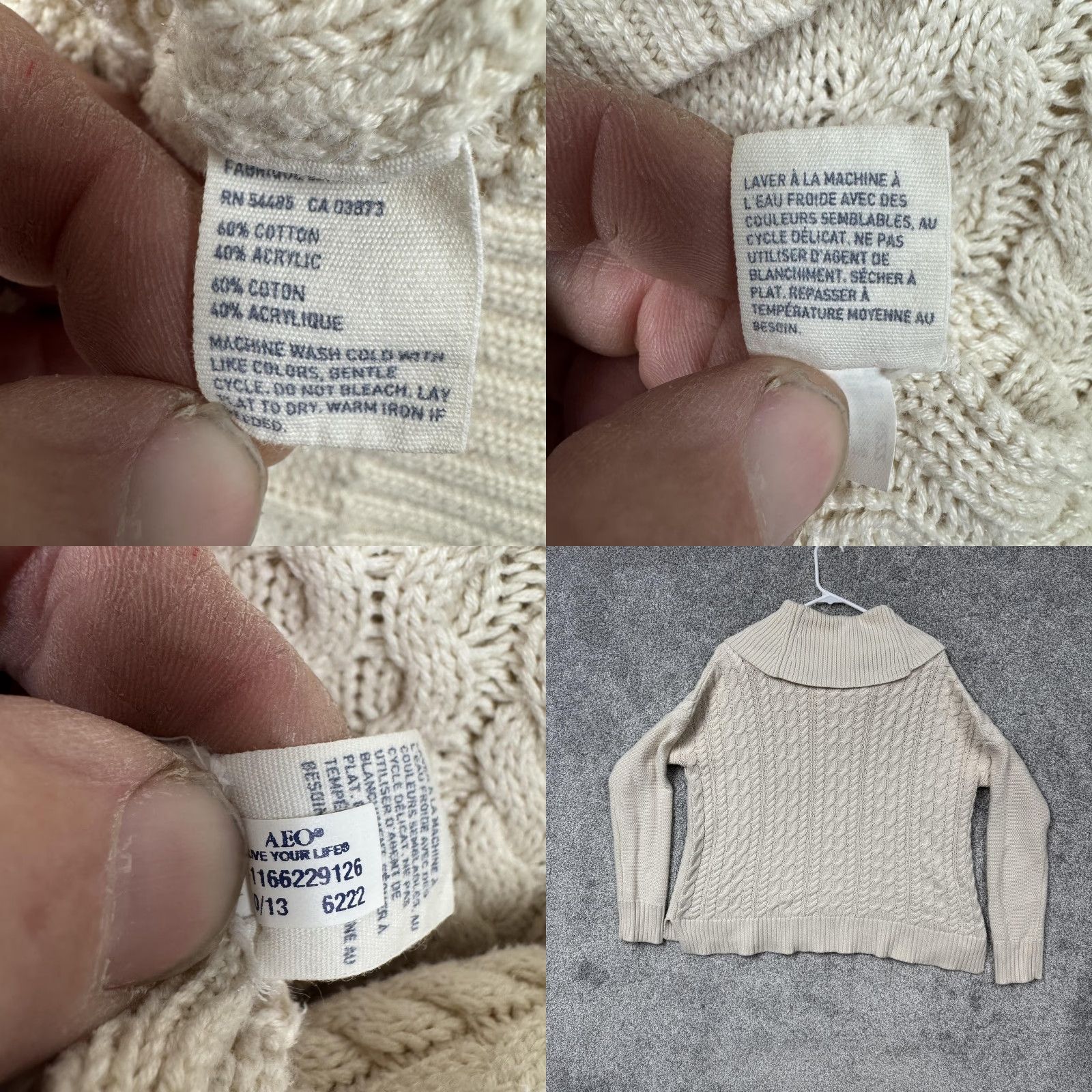 American Eagle Outfitters American Eagle Outfitters Sweater White L Womens Pullover Cowl Neck Cable Knit Cozy Knit Pullover Size L / US 10 / IT 46 - 8 Thumbnail