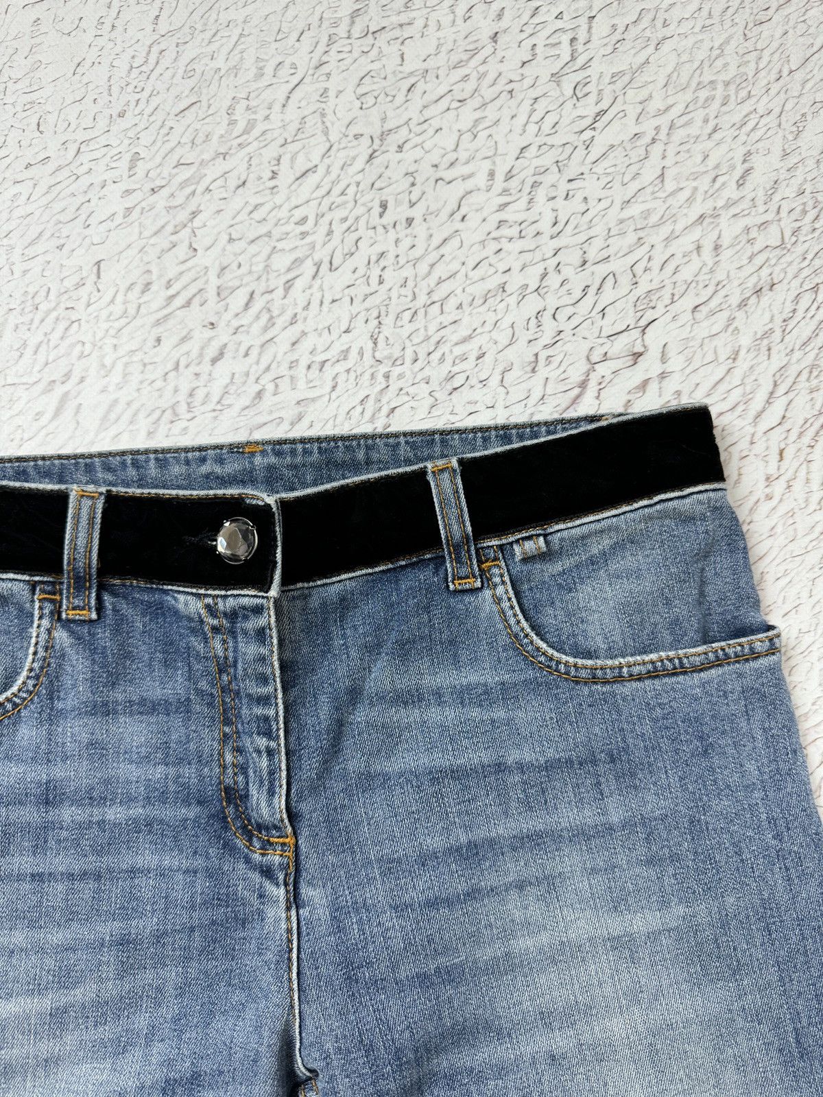 Boutique Moschino × Moschino Boutique Moschino blue distressed embroidery diamond jeans Size 30" / US 8 / IT 44 - 9 Thumbnail