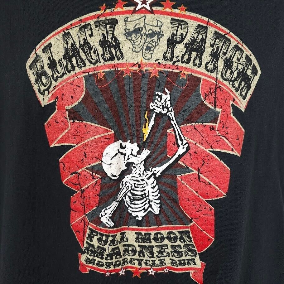 Gildan Black Patch T Shirt Mens Size XL Full Moon Madness Rally Size US XL / EU 56 / 4 - 2 Thumbnail