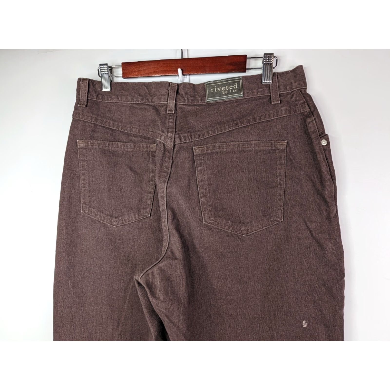 Lee VINTAGE Lee Riveted Maroon Brown High Rise Jeans Women 14 Cotton Denim Size 36" / US 14 / IT 50 - 5 Thumbnail