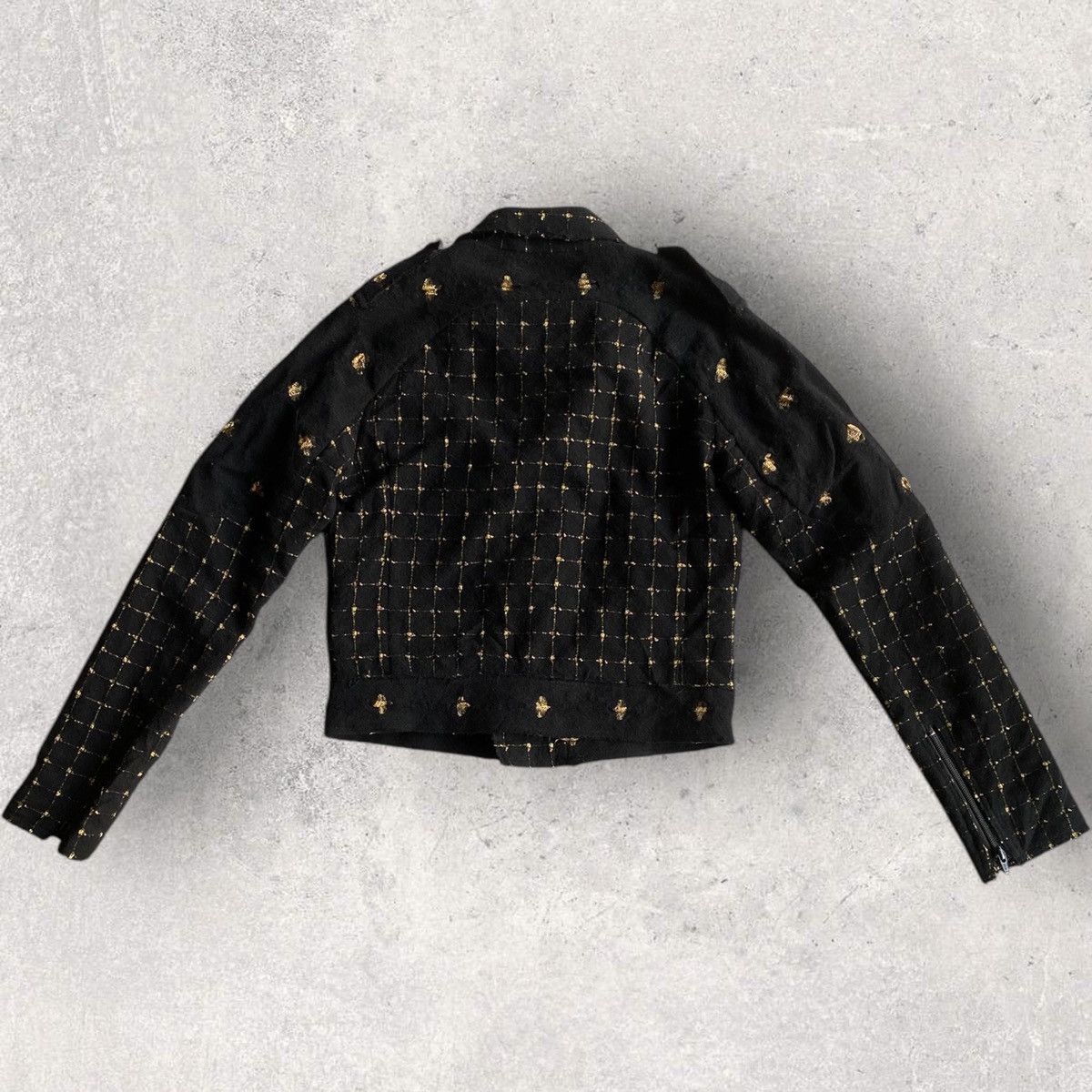 Yohji Yamamoto Yohji Yamamoto Black Wool Gold Thread Biker Jacket Size S / US 4 / IT 40 - 7 Thumbnail