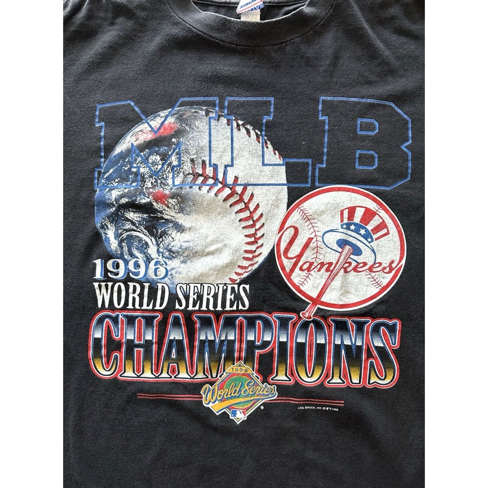 Vintage VINTAGE 90s New York Yankees 1996 World Champion T-Shirt Single Stitch XL Black Size US XL / EU 56 / 4 - 2 Thumbnail