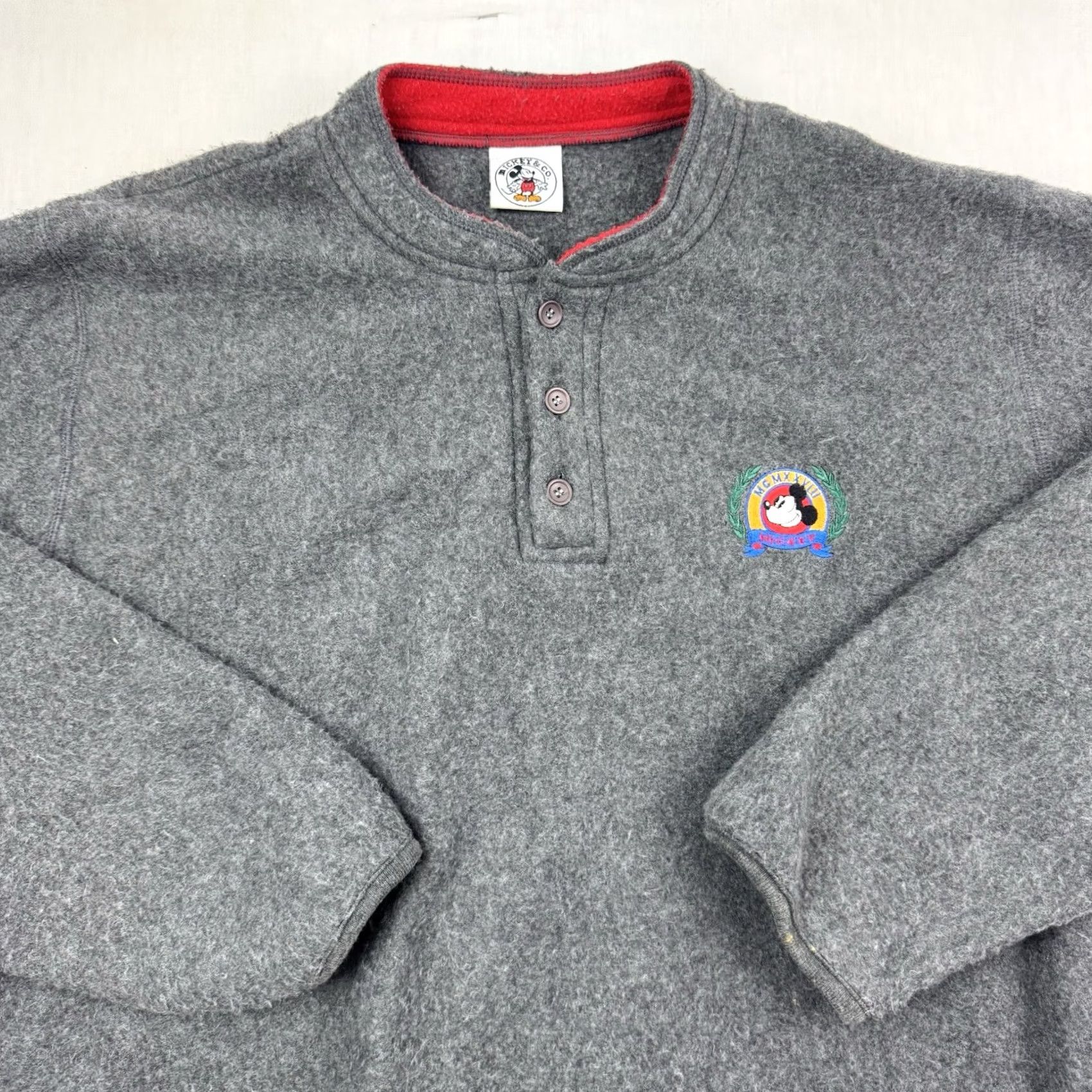 Disney VINTAGE Disney Mickey Mouse Fleece Pullover Sweatshirt Adult XL Henley Neck 90s Size US XL / EU 56 / 4 - 2 Thumbnail