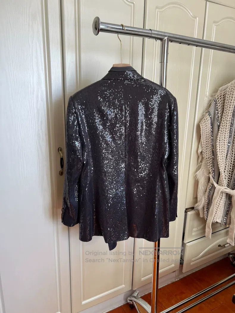 Brunello Cucinelli Brunello Cucinelli Gray Black Sequin Blazer Size XS / US 0-2 / IT 36-38 - 3 Thumbnail