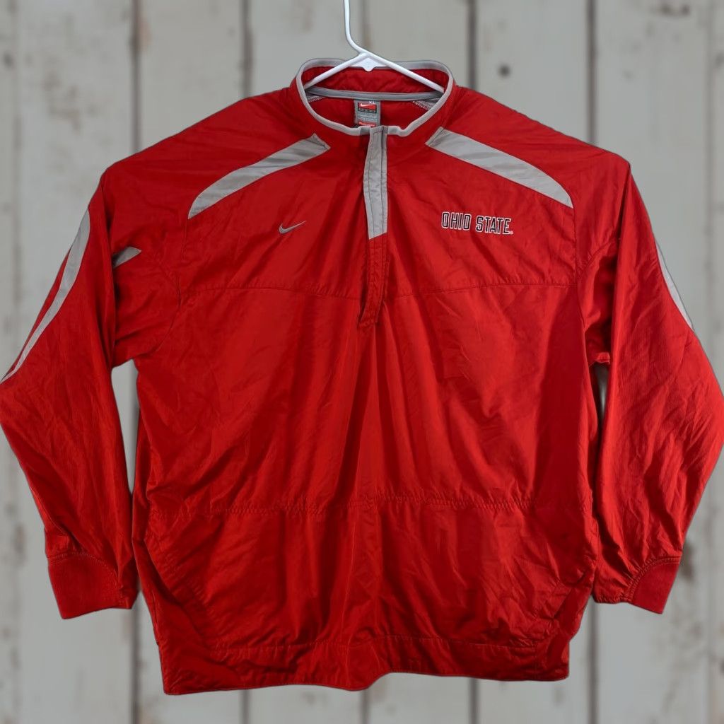 Nike VINTAGE Ohio State Buckeyes Jacket XL Red Pullover Windbreaker 1/4 Zip Nike Storm Fit Size US XL / EU 56 / 4 - 1 Thumbnail