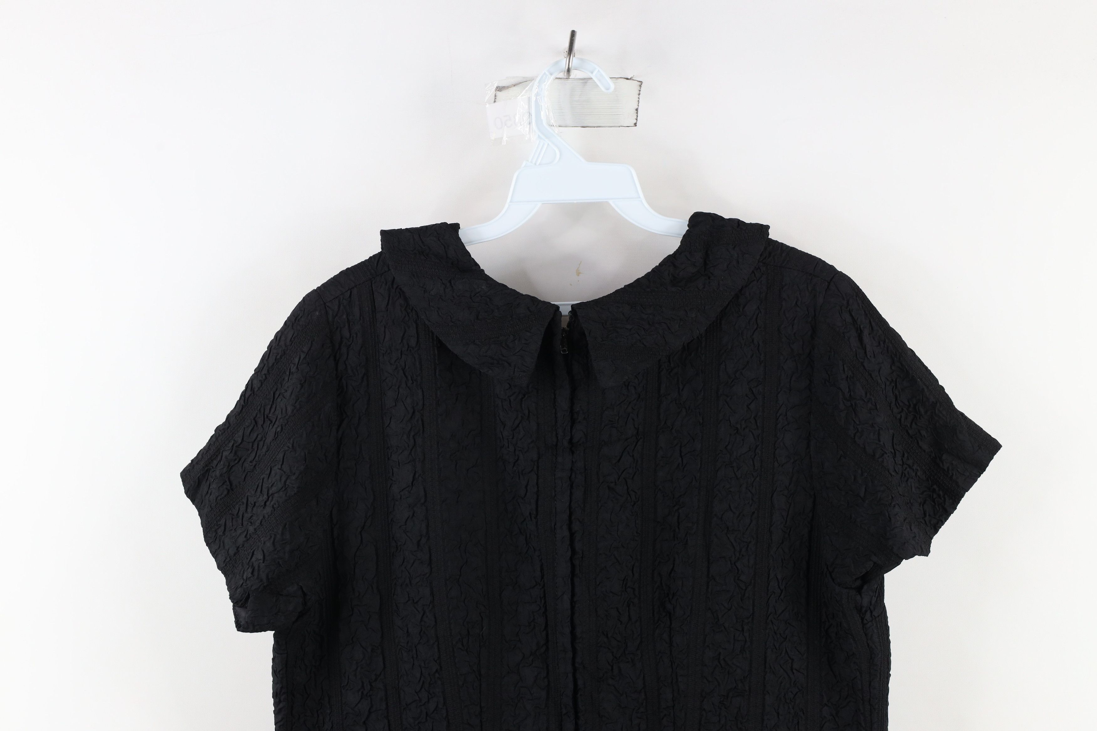 Vintage Vintage 50s 60s Mod Short Sleeve Sheath Dress Black LBD USA Size L / US 10 / IT 46 - 12 Thumbnail