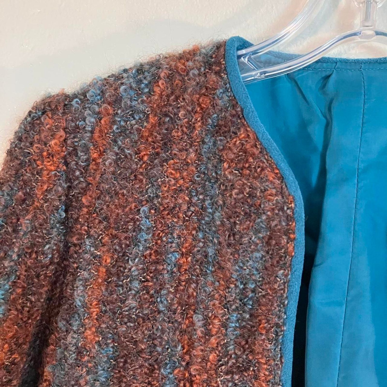 Vintage Brown and blue vintage 80s textured wool blazer Medium Size M / US 6-8 / IT 42-44 - 2 Thumbnail