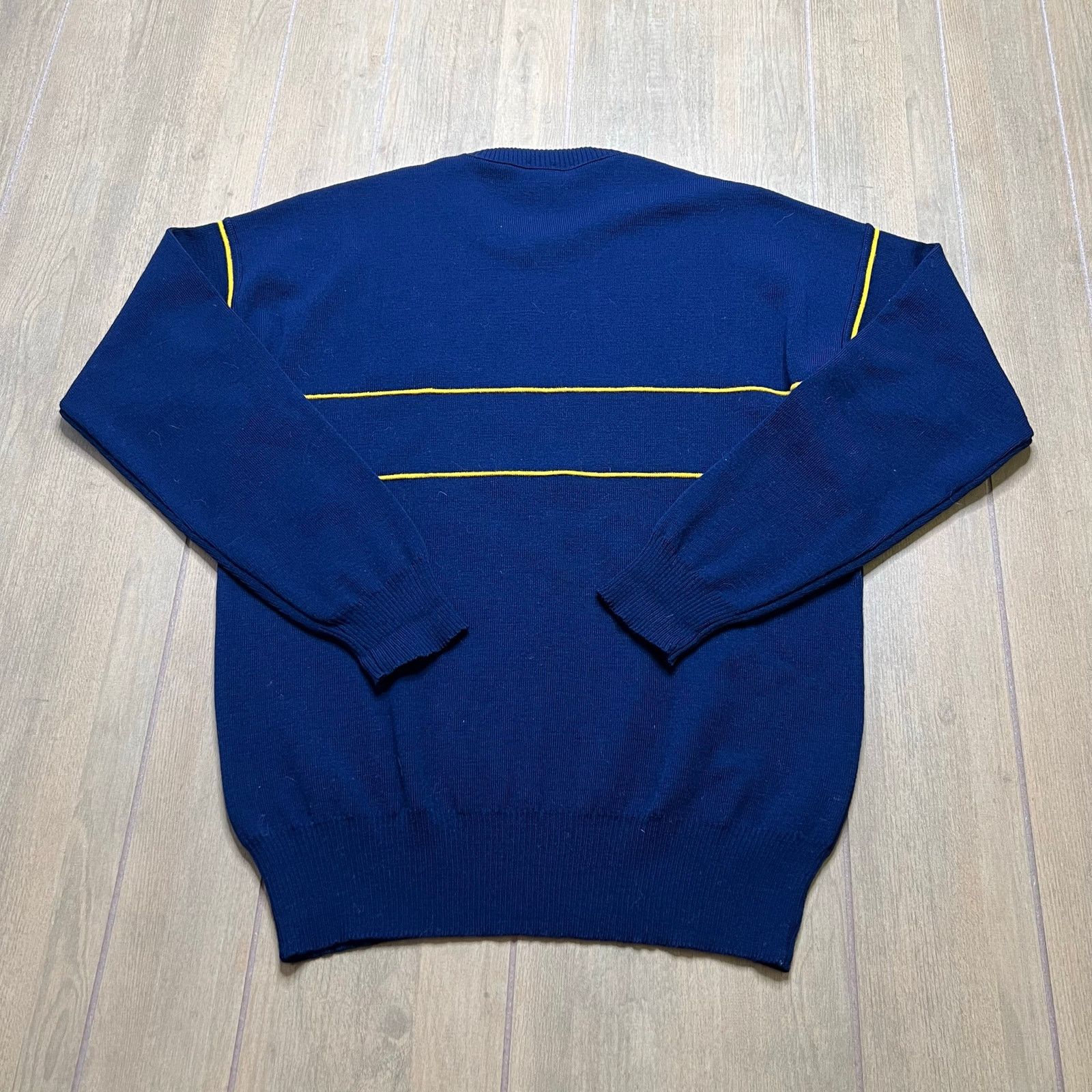 Vintage Vintage DEMETRE Wool Sweater Men’s Medium Blue Yellow Stripe Size US M / EU 48-50 / 2 - 4 Thumbnail