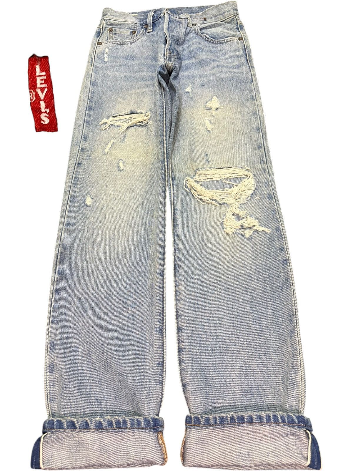 Levi's Vintage Y2K Levis 501 Selvedge Distressed Jeans Size 26" / US 2 / IT 38 - 1 Thumbnail