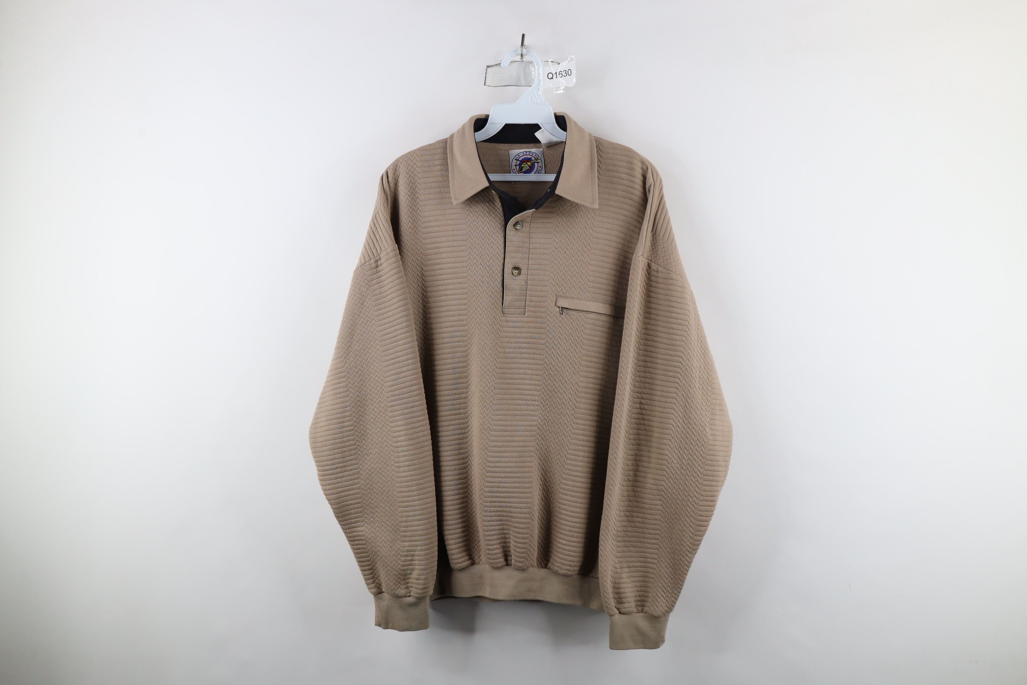 Vintage Vintage 90s Streetwear Textured Collared Pullover Polo Shirt Size US L / EU 52-54 / 3 - 1 Thumbnail
