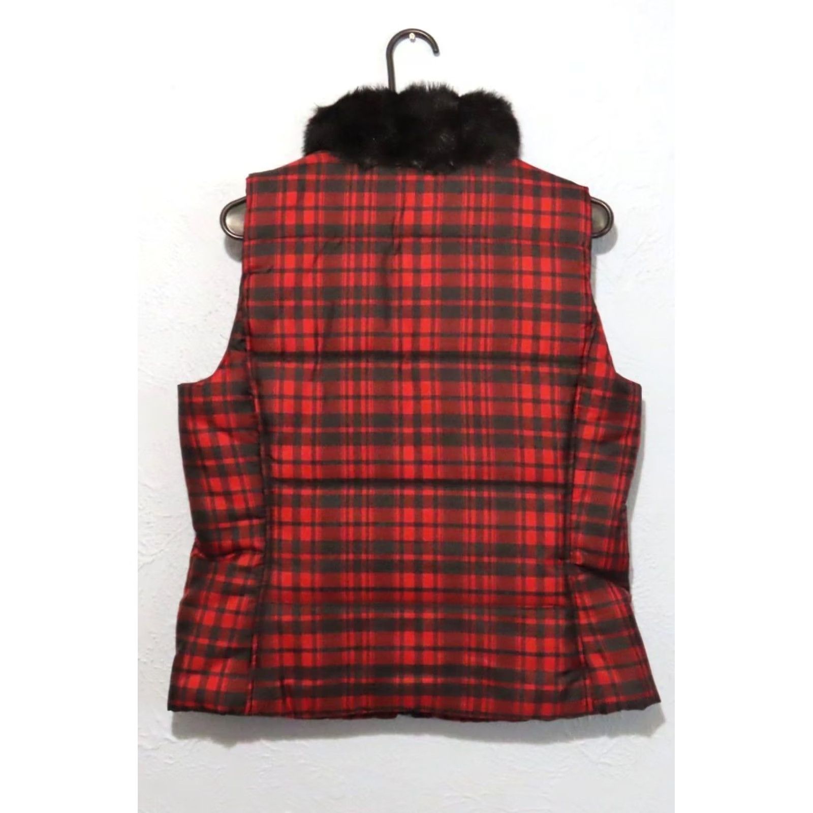 Chaps Chaps Women's M Puffer Vest Red Black Plaid Full Zip Faux Fur Collar Pockets Vest Size M / US 6-8 / IT 42-44 - 5 Thumbnail