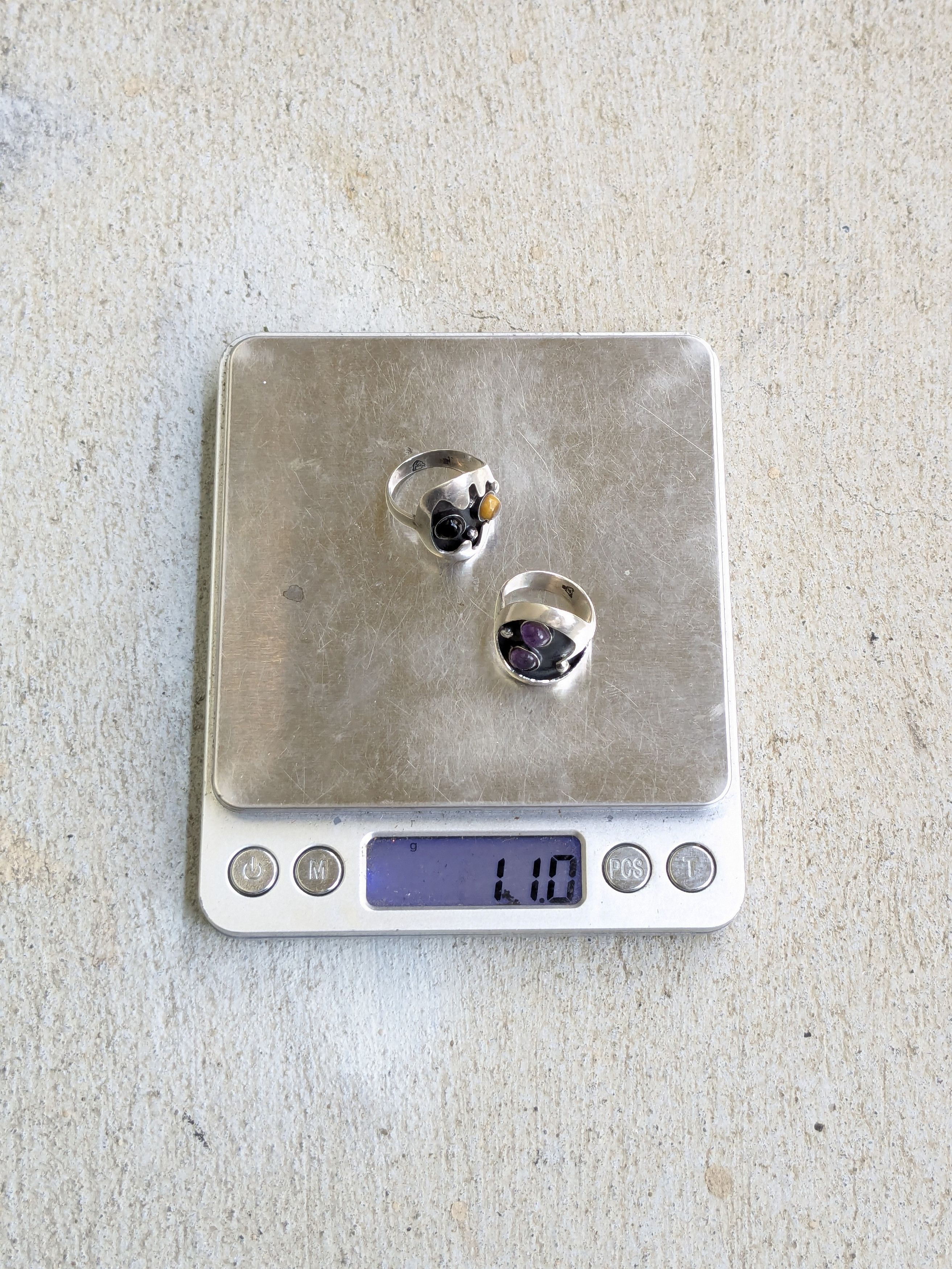 Jewelry Vintage Taxco Sterling Silver Rings Amethyst Tiger Eye Size ONE SIZE - 13 Thumbnail