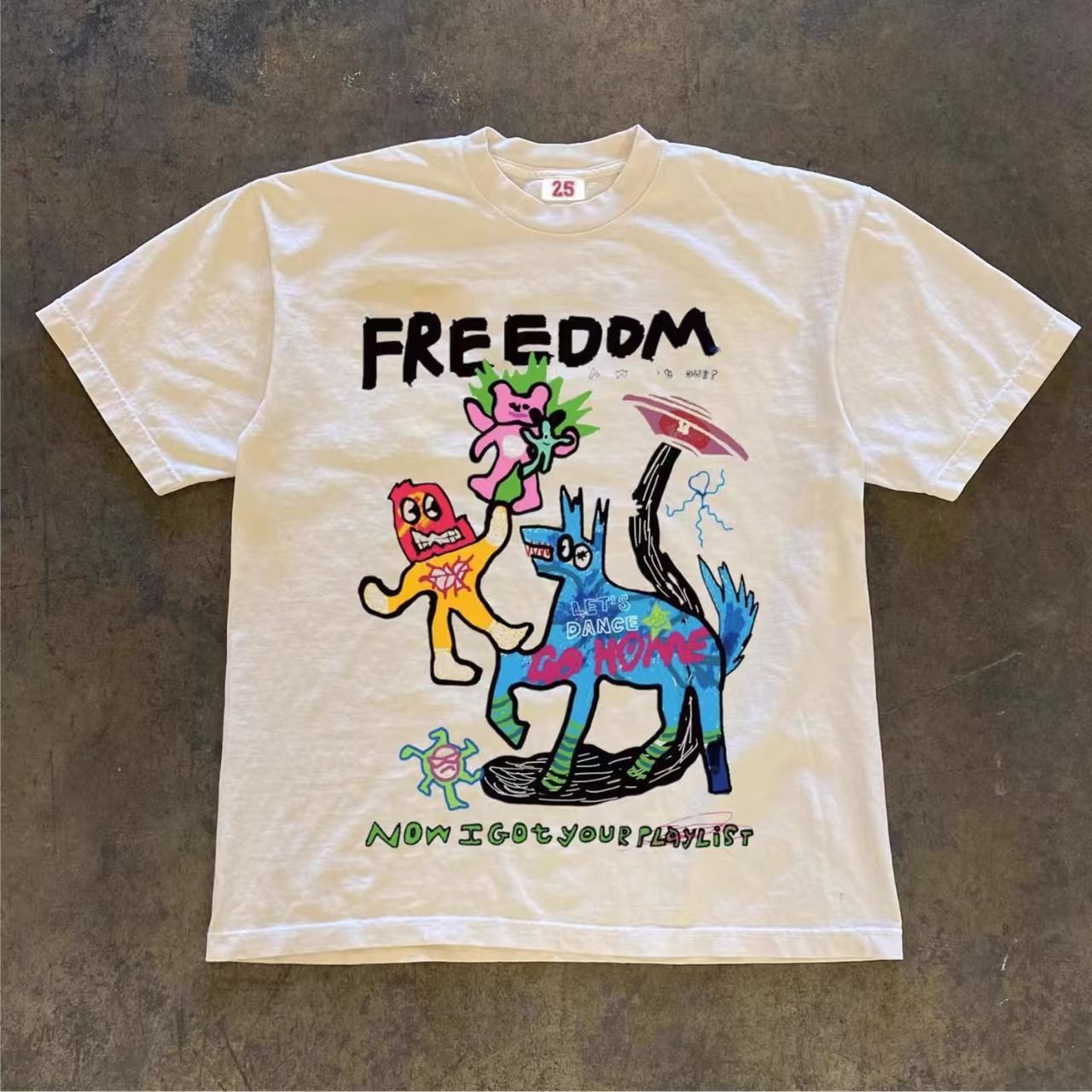 Japanese Brand × Vintage Street fashion washed cartoon graffiti loose t-shirt Size US M / EU 48-50 / 2 - 1 Thumbnail