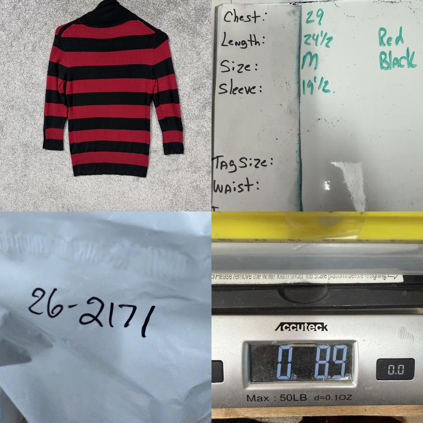 Express VINTAGE Express Sweater Womens M Red Black Striped Turtleneck Ribbed Grunge Emo Alt Goth Size M / US 6-8 / IT 42-44 - 8 Thumbnail