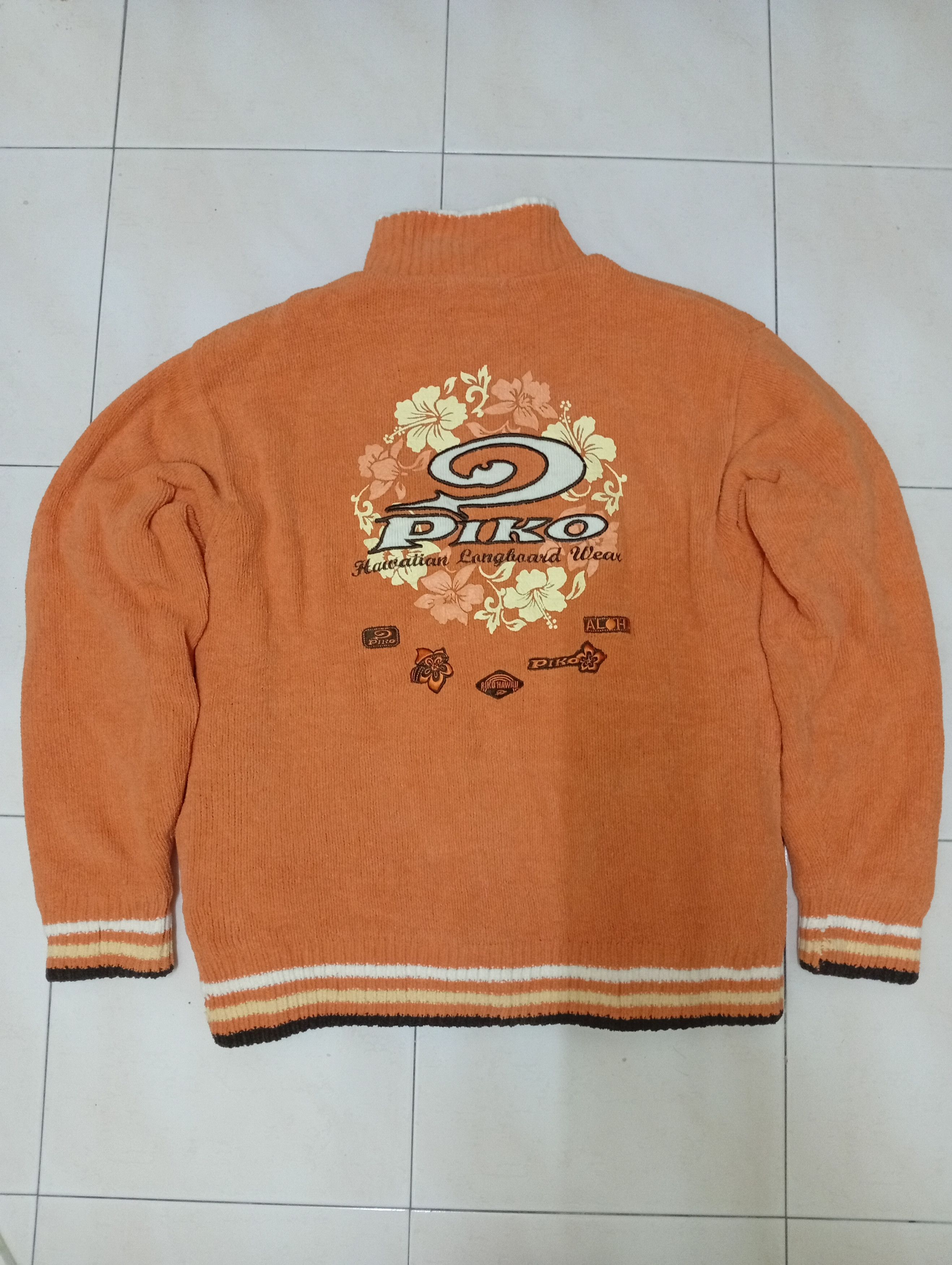 Japanese Brand vintage piko X Hawaiian surf X knitted fleece jacket Size US L / EU 52-54 / 3 - 1 Thumbnail