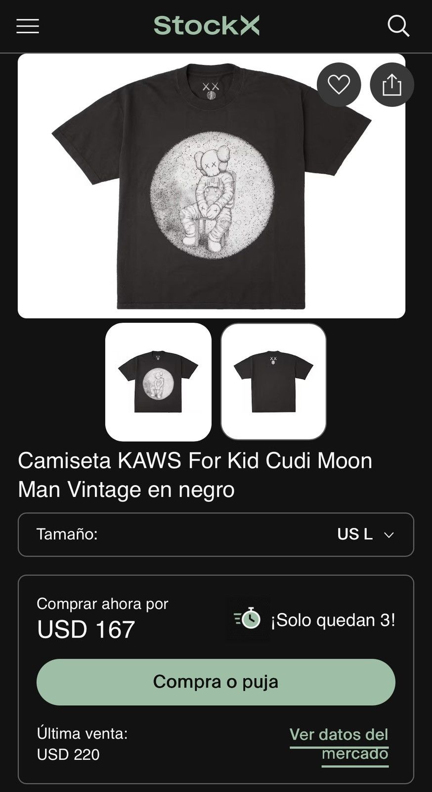 Kaws KAWS For Kid Cudi Moon Oversized / black vintage tee Size US L / EU 52-54 / 3 - 6 Thumbnail