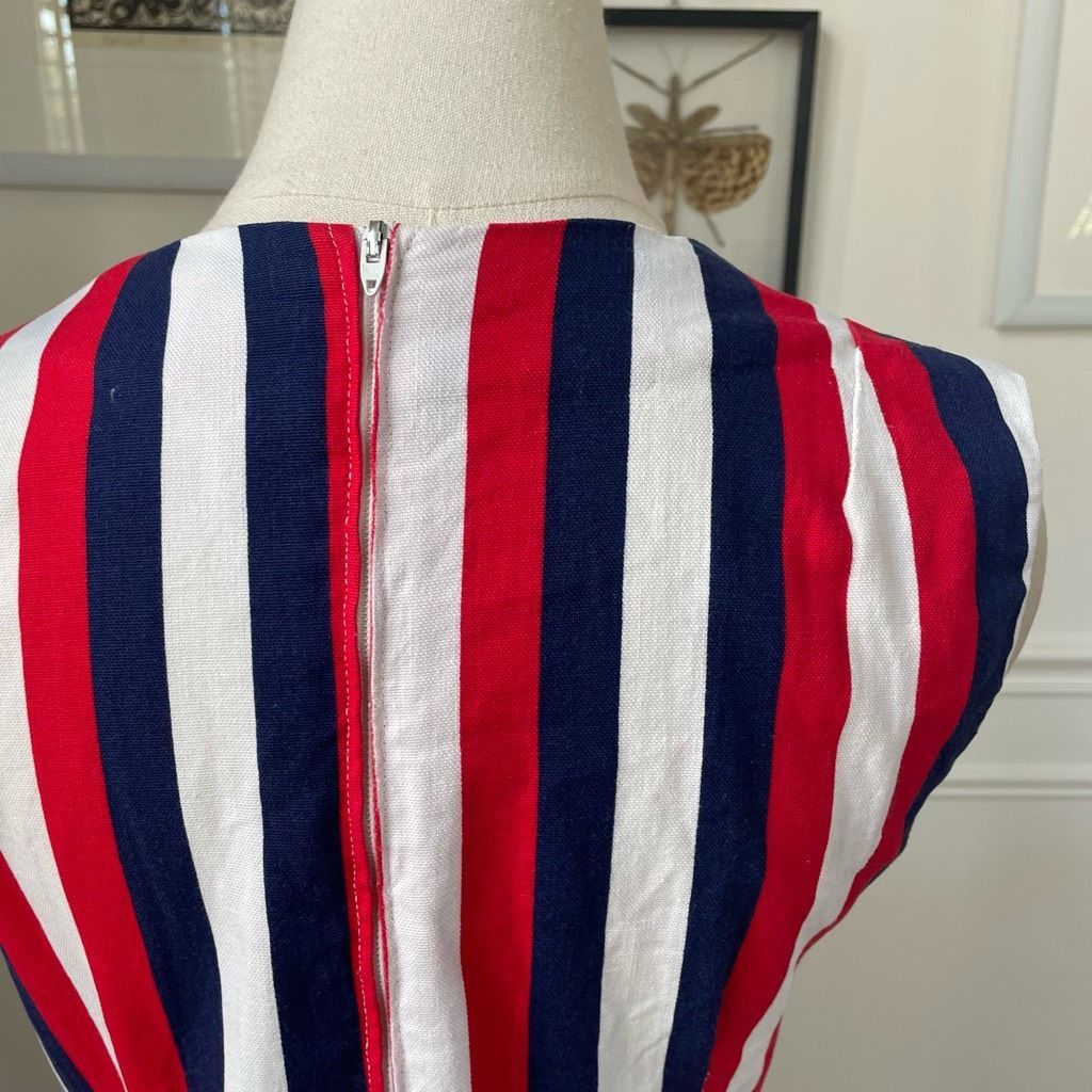 Vintage Vintage 60s Mod Stripe GoGo Mini Dress Red Blue S Size S / US 4 / IT 40 - 6 Thumbnail