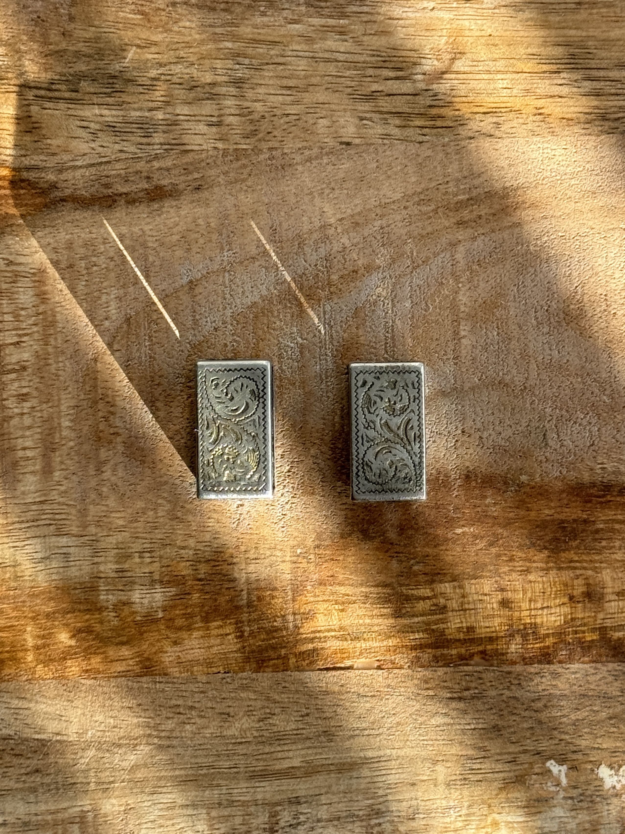 Vintage Vintage 80s Sterling Silver 3 Piece Belt Buckle Set Engaved Size ONE SIZE - 4 Thumbnail