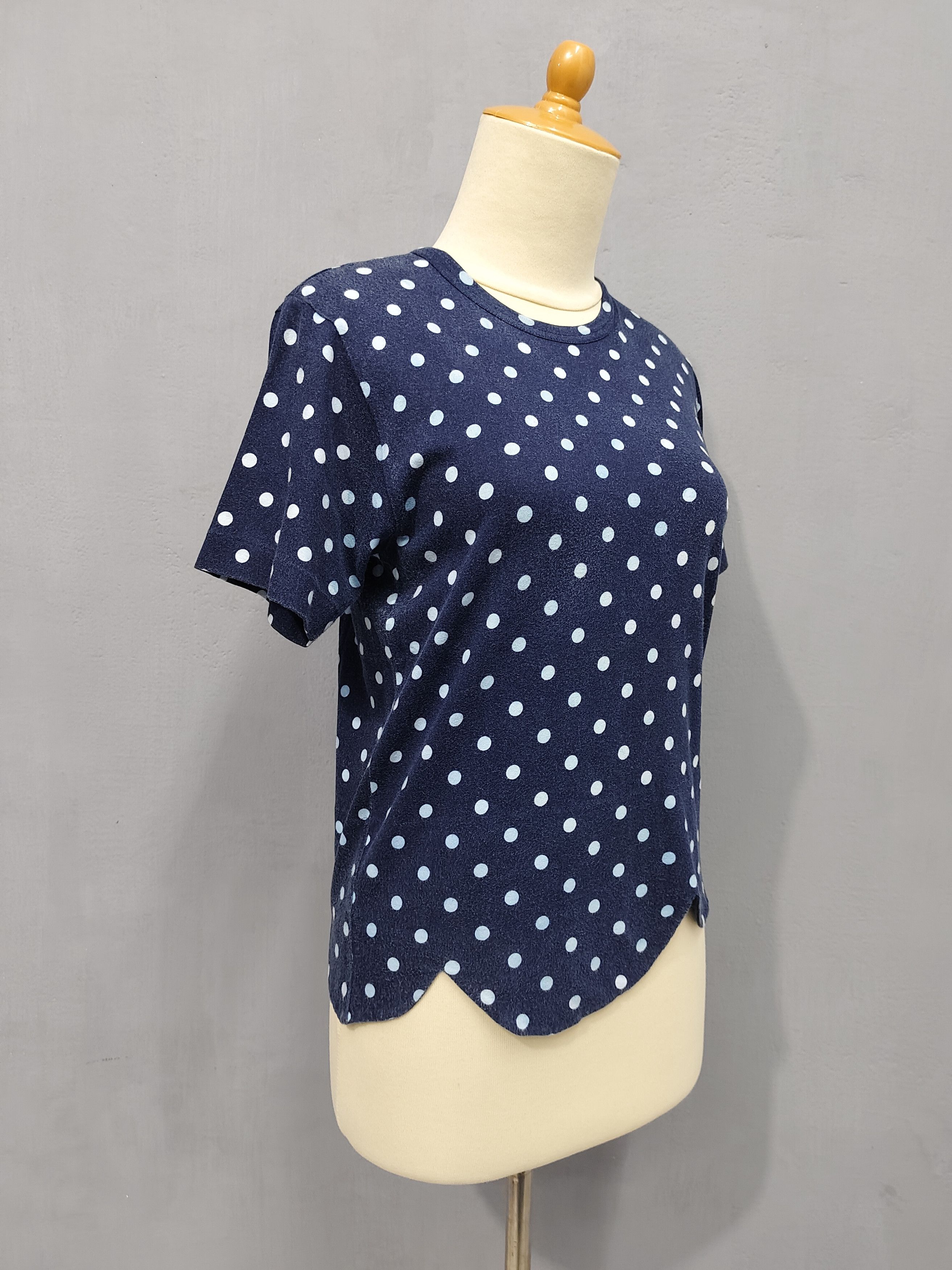 Comme des Garcons AD03 CDG Robe de Chambre Polka Dot Scallop Hem Cropped Tee Size M / US 6-8 / IT 42-44 - 3 Thumbnail