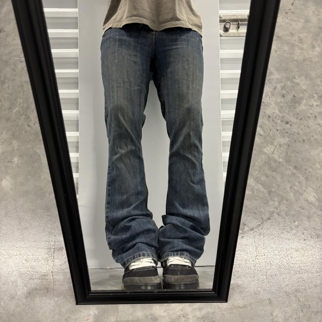 Japanese Brand × Vintage Crazy Vintage Y2K/2000s Grunge Dark Wash Bootcut Denim Jeans! Size US 29 - 1 Thumbnail