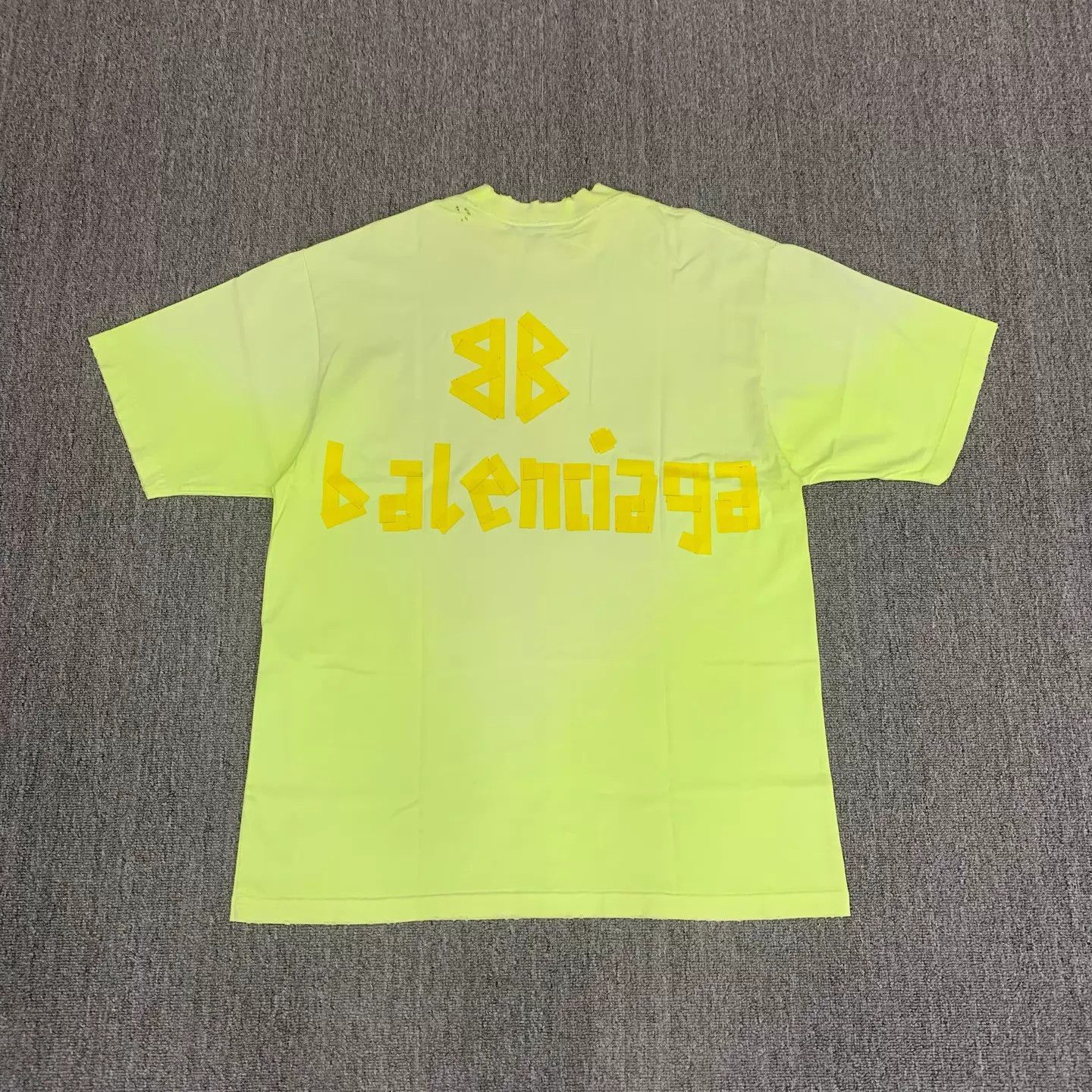 Balenciaga Balenciaga Neon Yellow Tape Vintage Rip S/S Tee S Size US S / EU 44-46 / 1 - 2 Thumbnail
