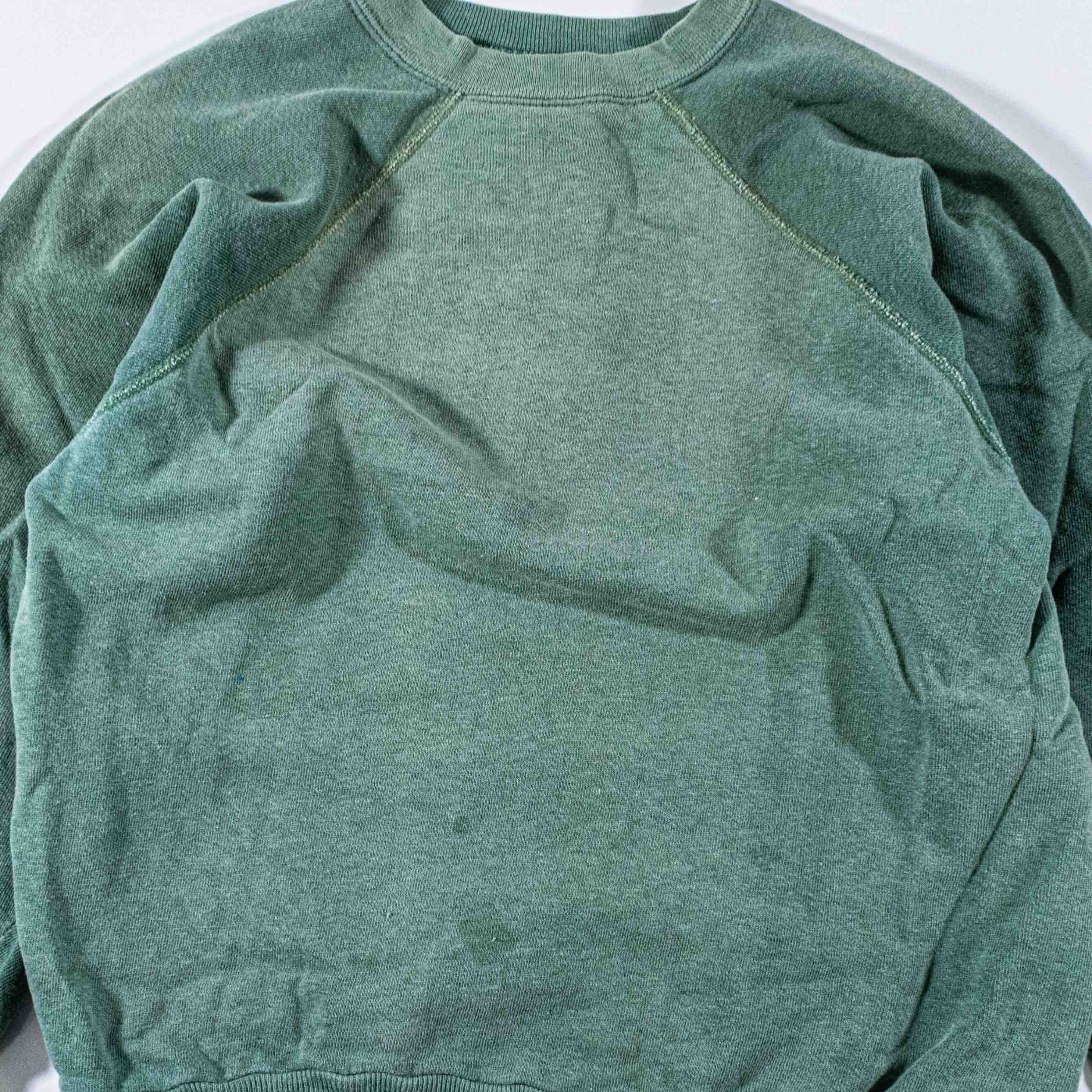 Vintage VTG 70s 80s Raglan Sweatshirt Blank Tonal Green Sun Faded Size US S / EU 44-46 / 1 - 4 Thumbnail