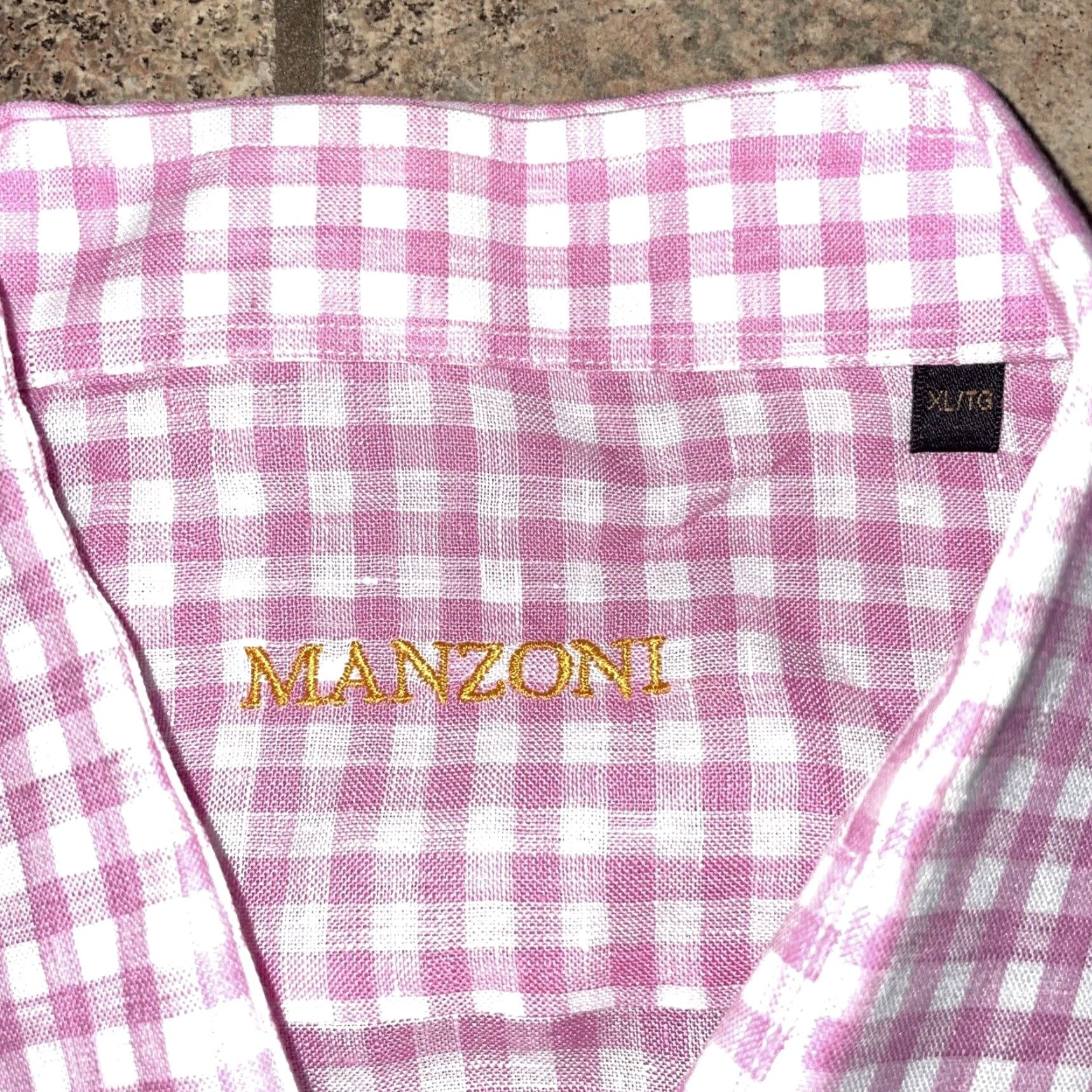 Pinko Manzoni Shirt XL Pink Plaid Button-Up Short Sleeve Mens Size US XL / EU 56 / 4 - 2 Thumbnail