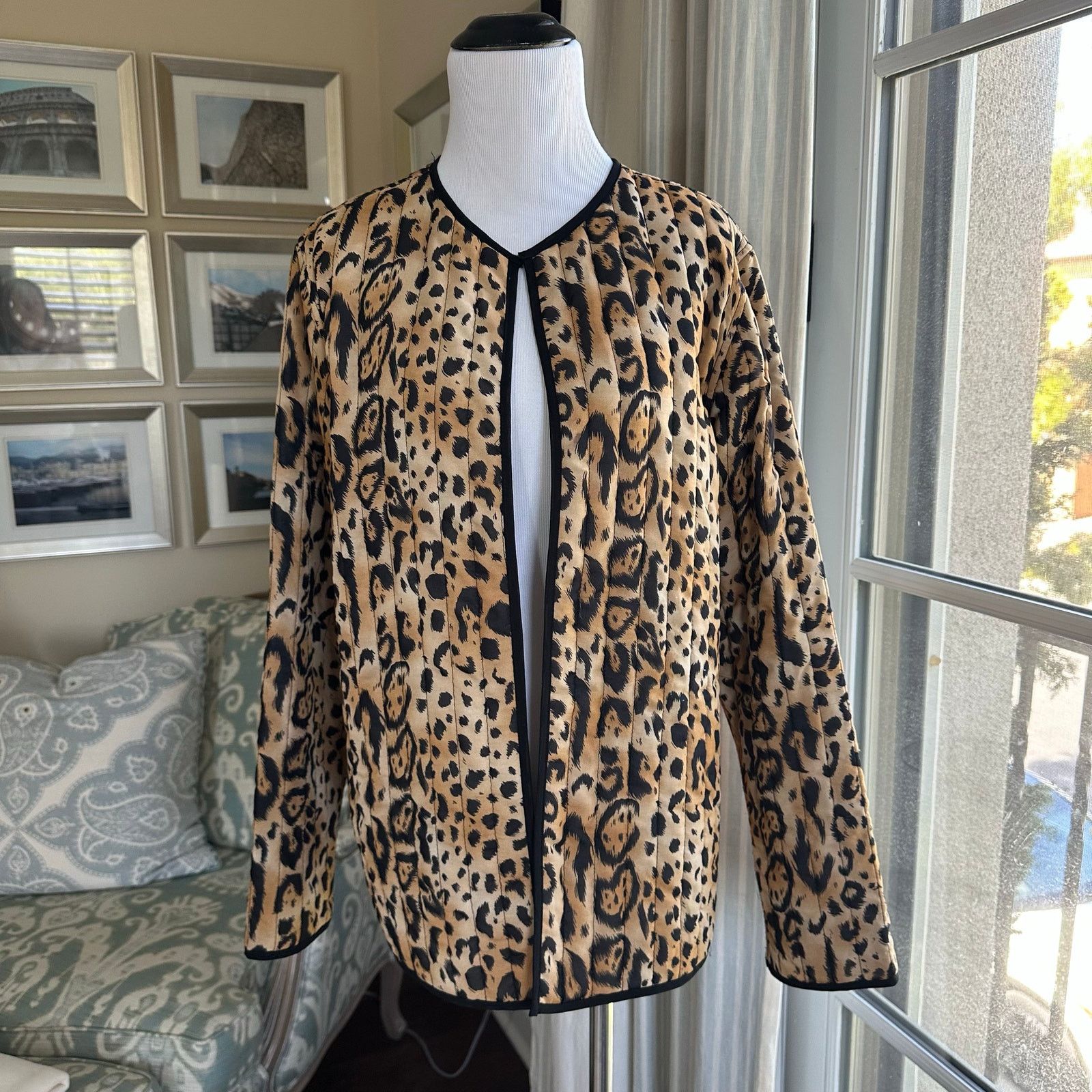 Other Leopard Print Quilted Open Front Blazer Size L Morgan Cole Size L / US 10 / IT 46 - 1 Thumbnail