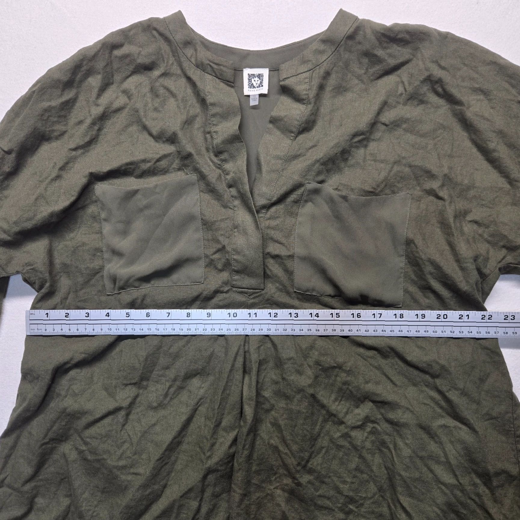 Anne Klein Anne Klein Green Plus Size T-Shirt Short Sleeve V-Neck Women’s Sports Top 1X Size XL / US 12-14 / IT 48-50 - 4 Thumbnail