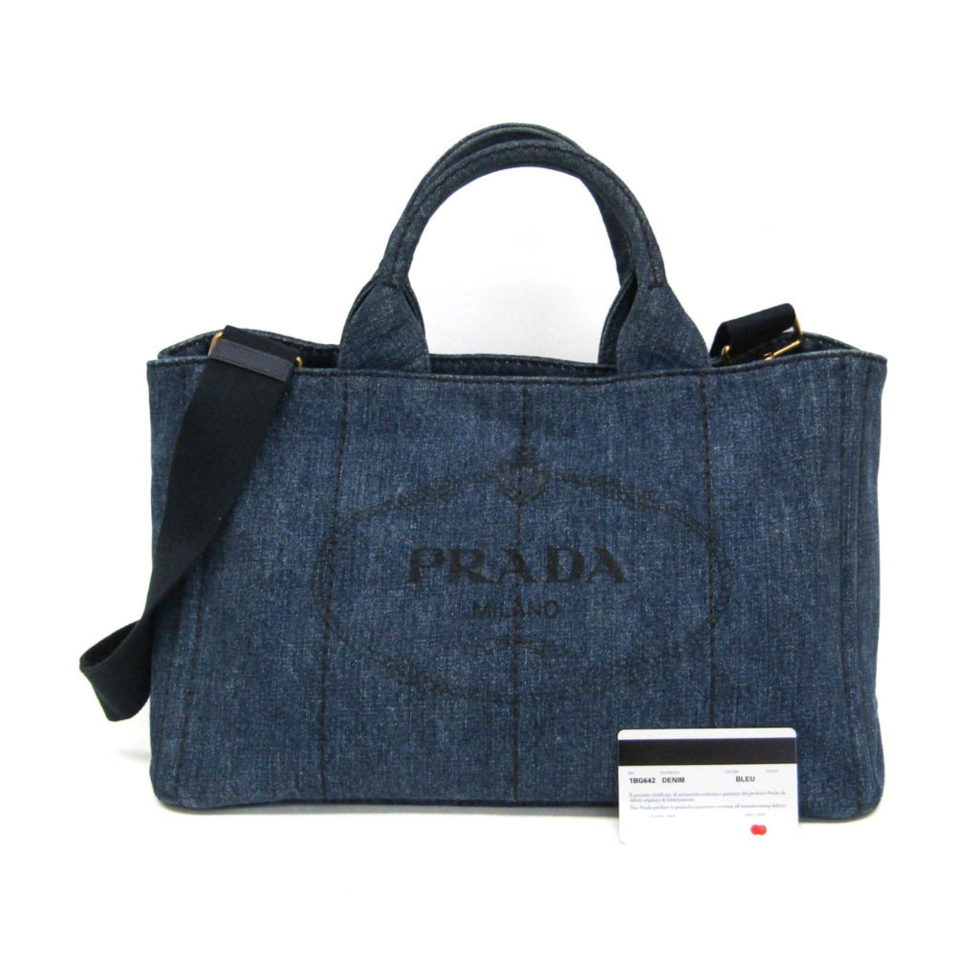 Prada Prada Canapa 1BG642 Women's Denim Handbag,Shoulder Bag Blue Size ONE SIZE - 1 Thumbnail