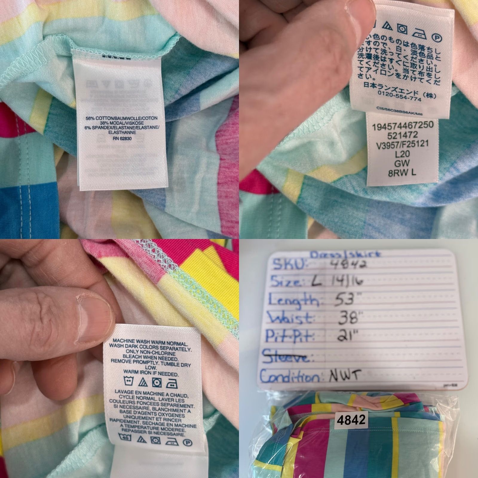 Lands' End Lands' End Maxi Dress Rainbow Striped Tiered Sleeveless Summer NWT L Womens Suitability? Size L / US 10 / IT 46 - 8 Thumbnail