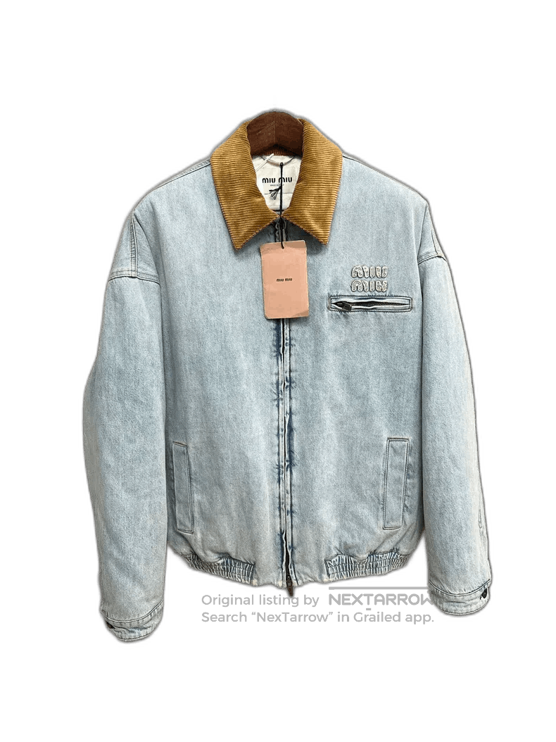 Celine MiuMiu Denim Jacket with Corduroy Collar. Size US L / EU 52-54 / 3 - 1 Thumbnail