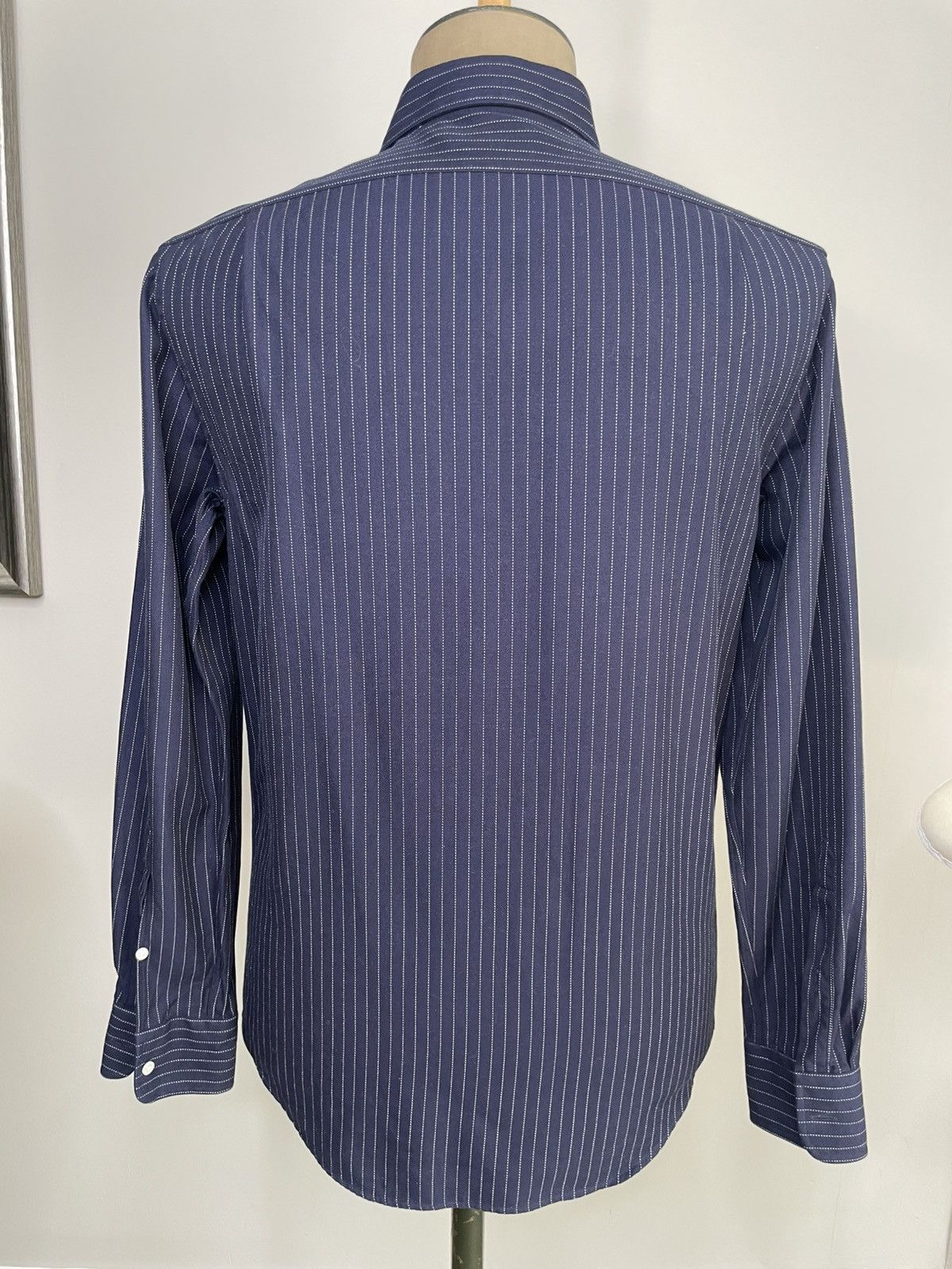 Ralph Lauren Ralph Lauren Purple Label Cotton-Silk Pinstripe Shirt Size US M / EU 48-50 / 2 - 2 Thumbnail