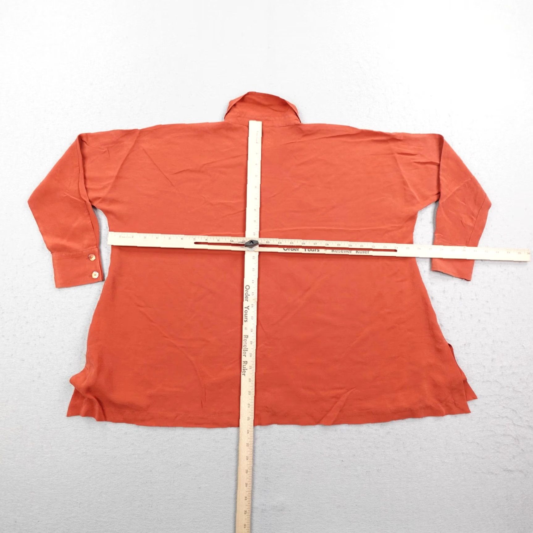 Eileen Fisher Eileen Fisher Shirt Womens PP Orange Silk Button Front Tunic Top Blouse Collared Long Sleeve Solid Button All Seasons Breathable Lightweight Relaxed Size XXS / US 00 / IT 34 - 5 Thumbnail