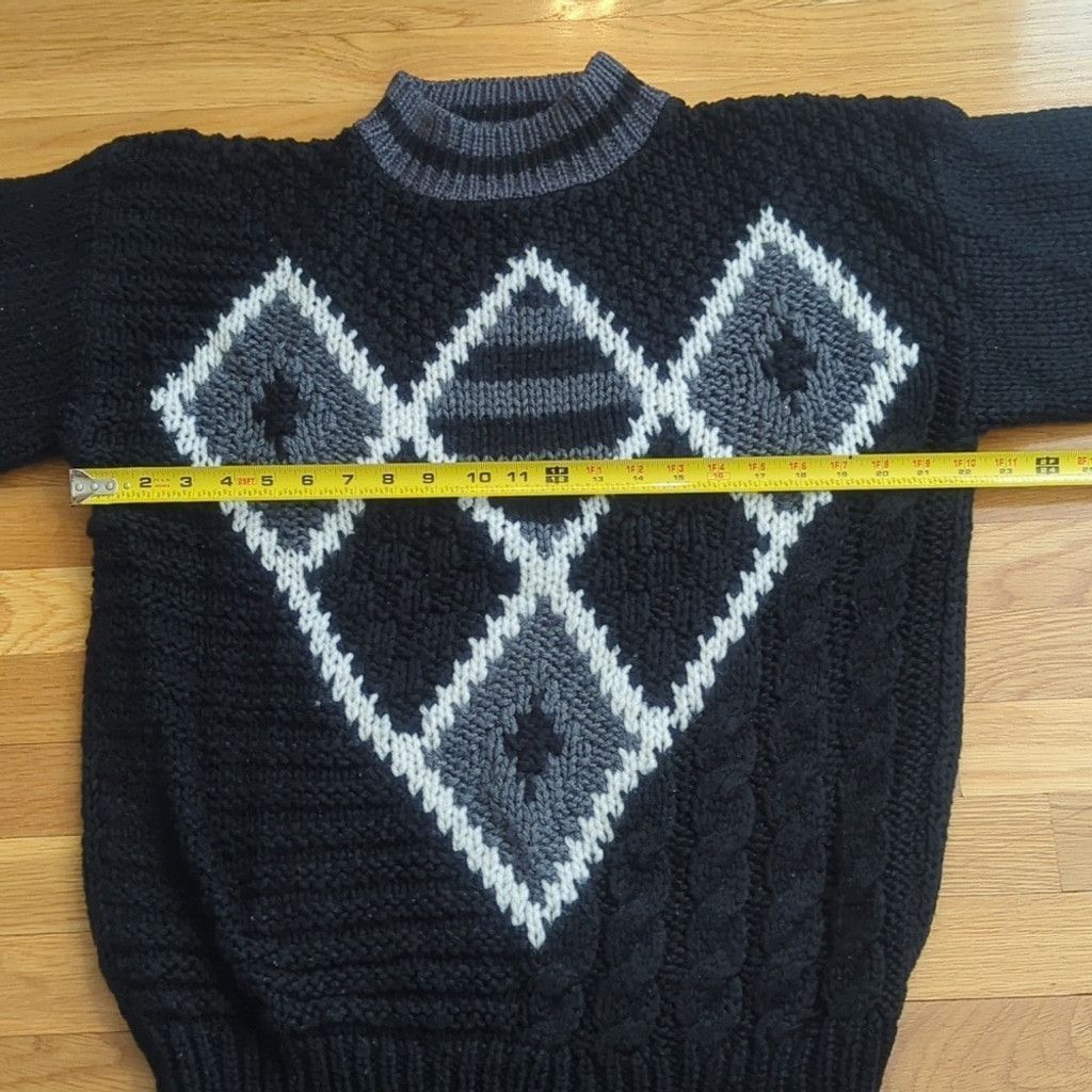 Vintage Vintage Sweater XL Black Textured Geometric Diamond Grandpa Size US XL / EU 56 / 4 - 6 Thumbnail