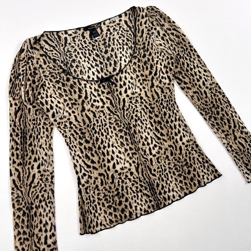 Just Cavalli y2k Cavalli brown and black cheetah print long sleeve top Size M / US 6-8 / IT 42-44 - 2 Thumbnail